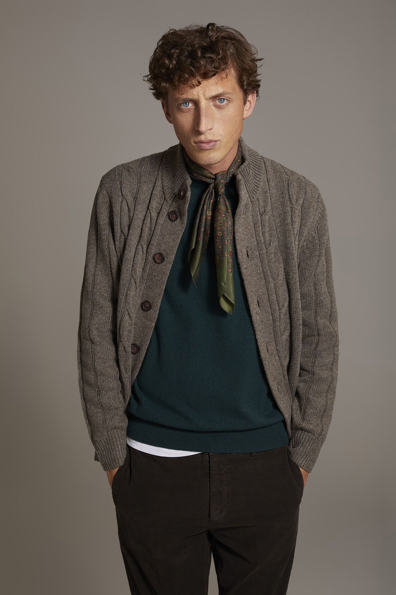 Wool mixed cardigan with braids image number 0