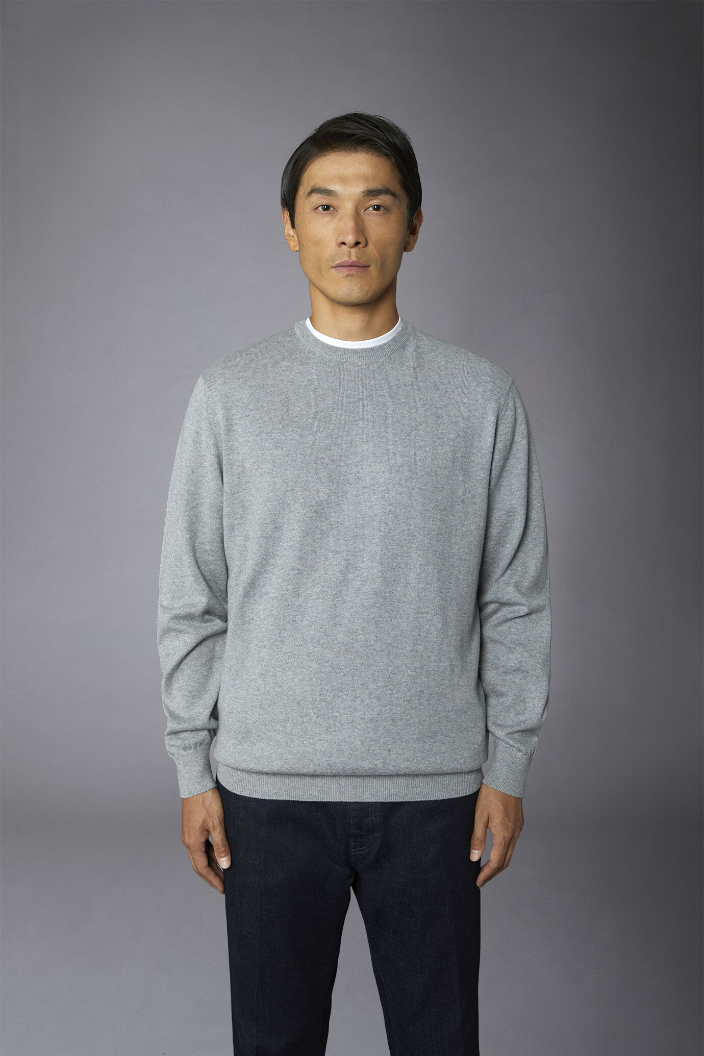 Men's roundneck wool and cotton sweater image number 2
