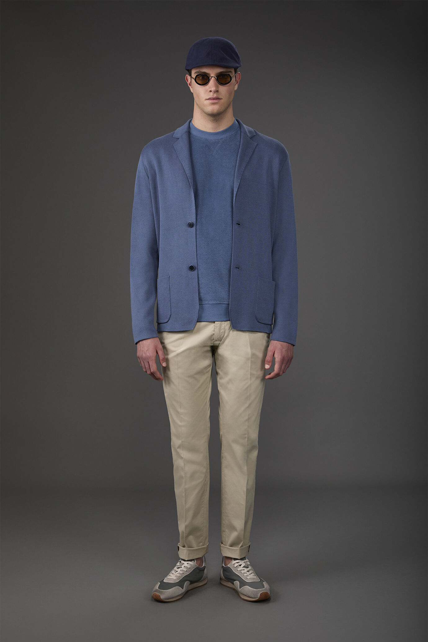 Men's cardigan with patch pockets, 100% cotton milano rib knit image number 1