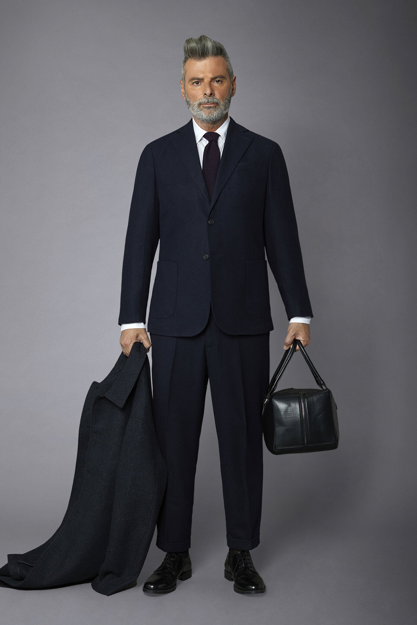 Veste simple boutonnage en laine mélangée, coupe normale