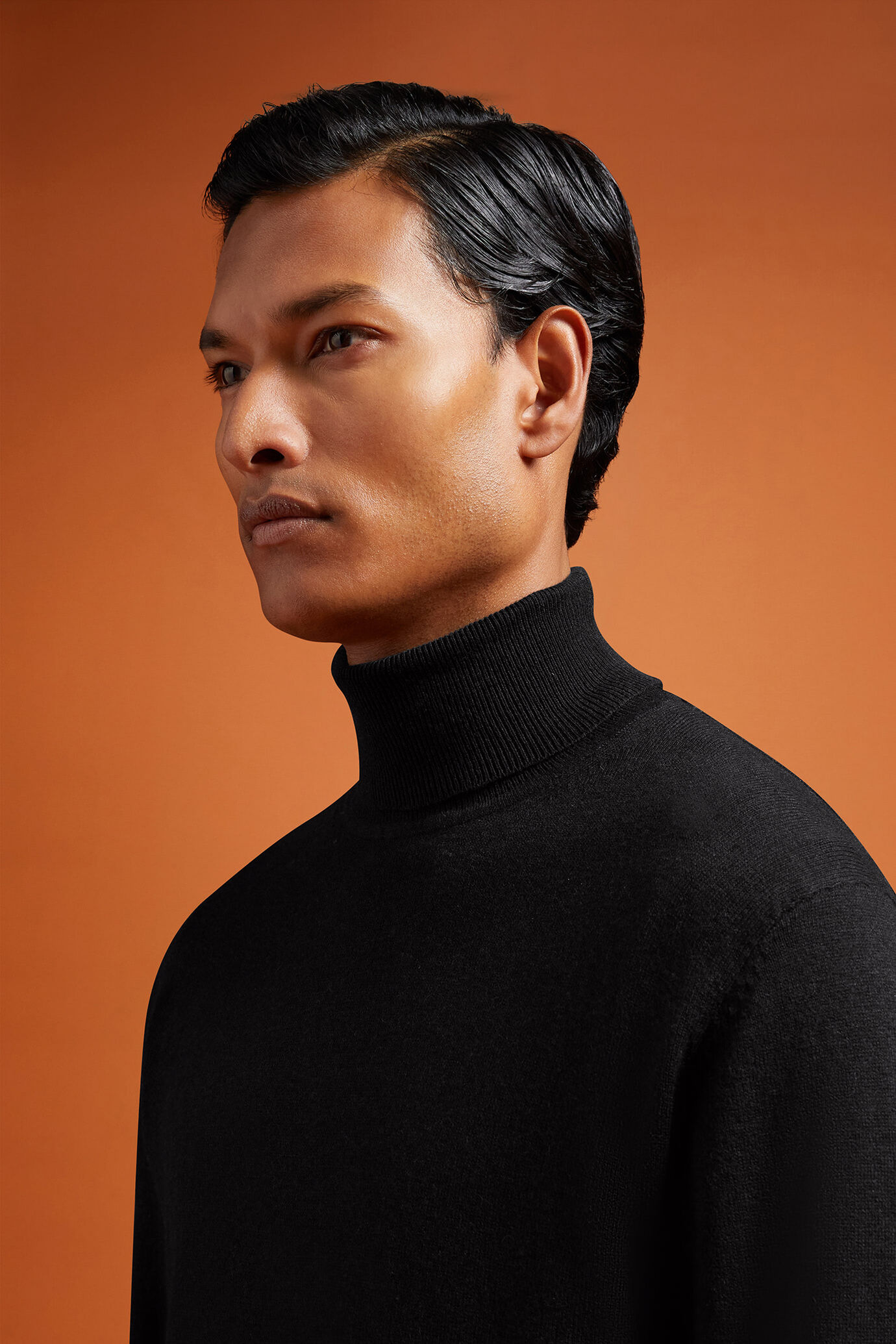 Men's regular fit turtleneck jumper in wool and cotton image number 2