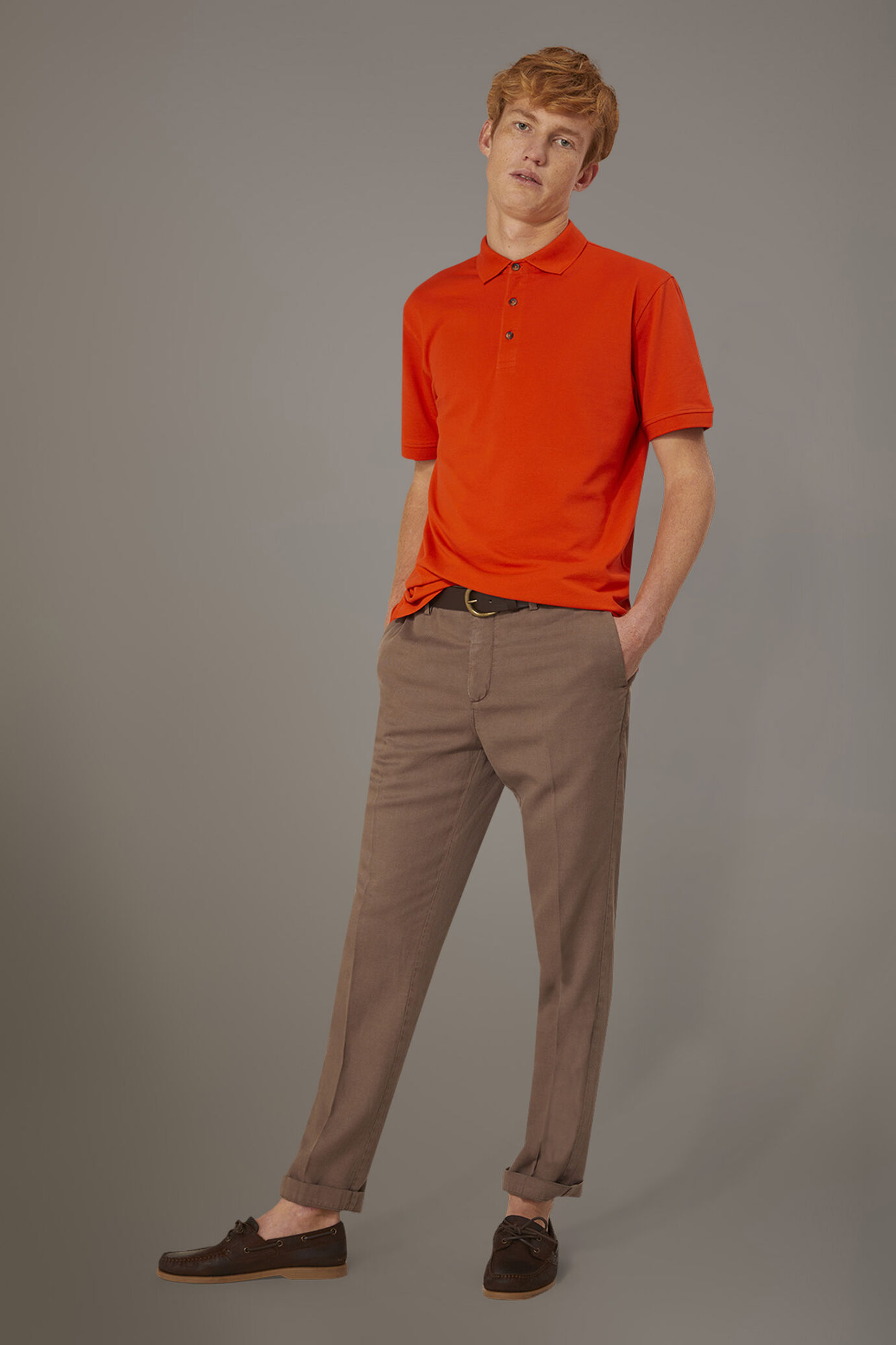 Regular fit linen blend chino trousers twill construction image number 0
