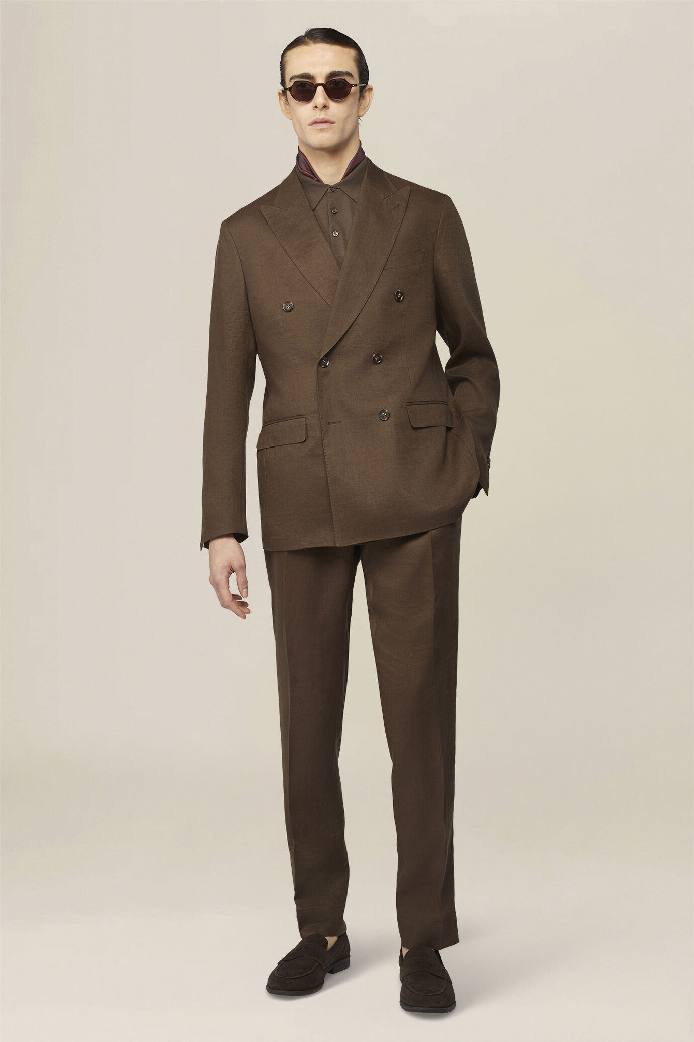 Zweireihiger Herrenanzug aus 100 % Leinen, Regular Fit image number 0