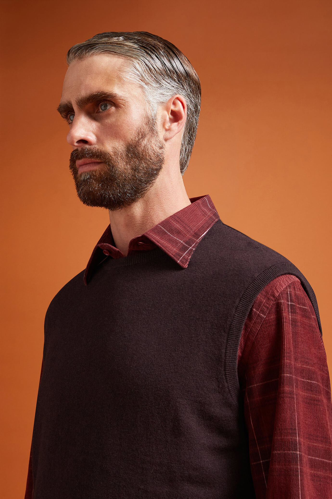 Men's regular fit crew neck tank top in wool and cotton image number 3