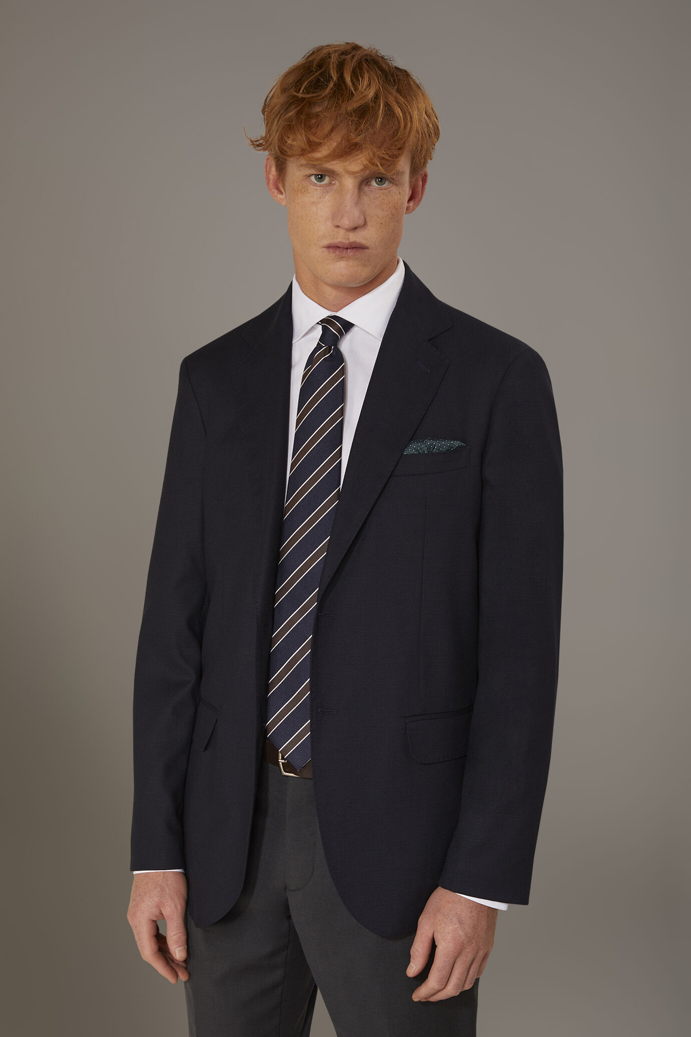 Single breasted jacket solid colour dobby fabric image number 1