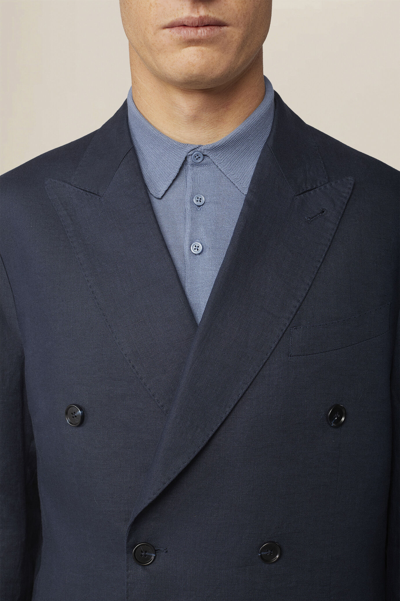 Abito uomo doppiopetto 100% lino regular fit image number 2