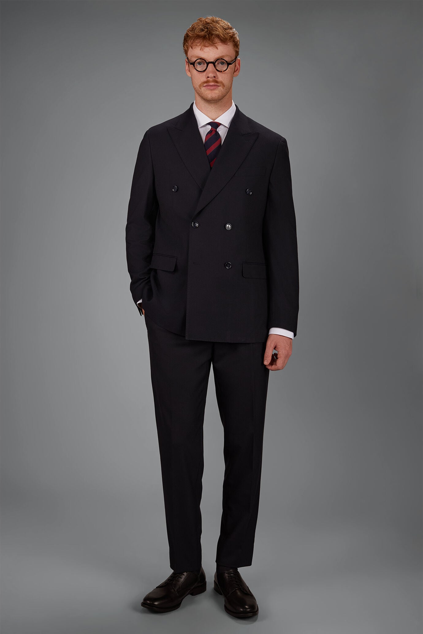 Costume homme &agrave; double boutonnage en tissu Uni &agrave; armure dobby coupe classique