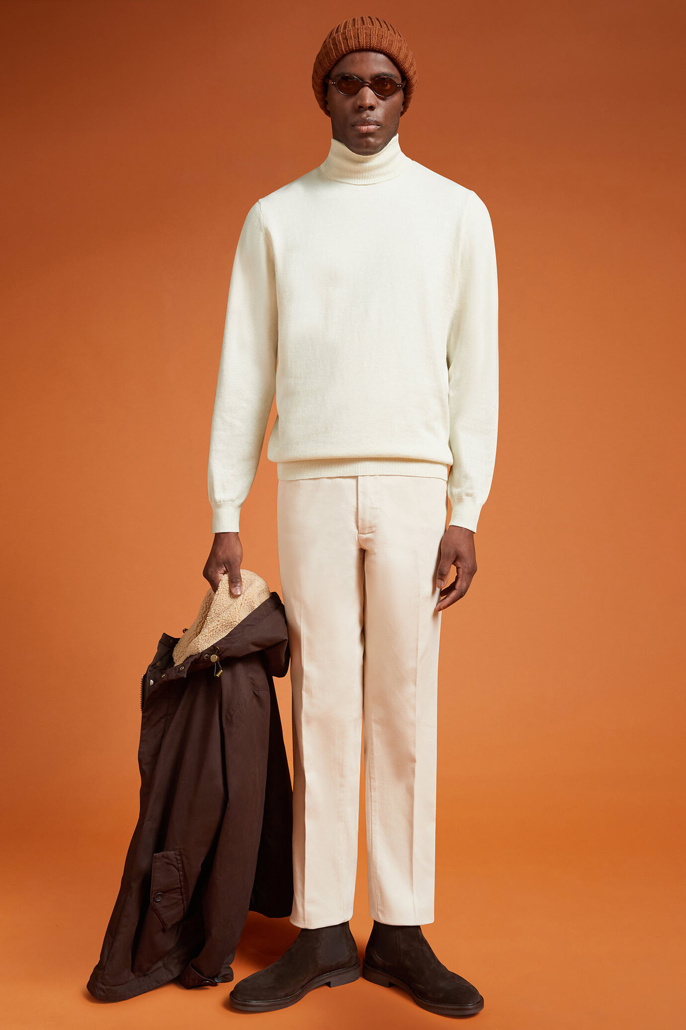 Maglia uomo collo alto lana e cotone regular fit image number 1