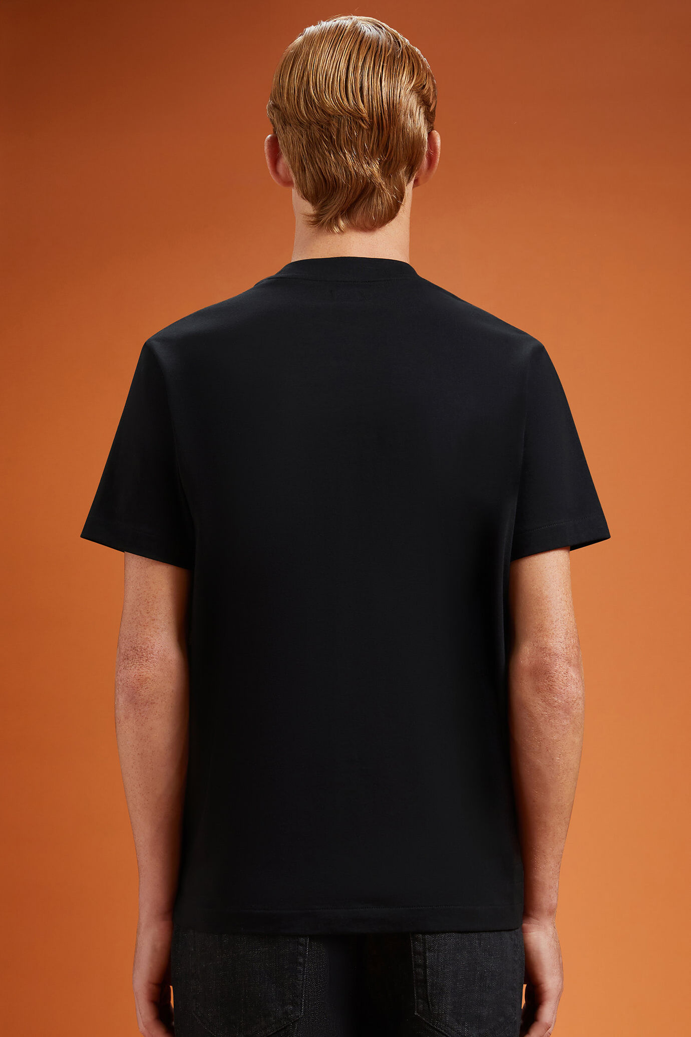 Men's 100% cotton high neck T-shirt with short sleeves in a regular fit image number 1