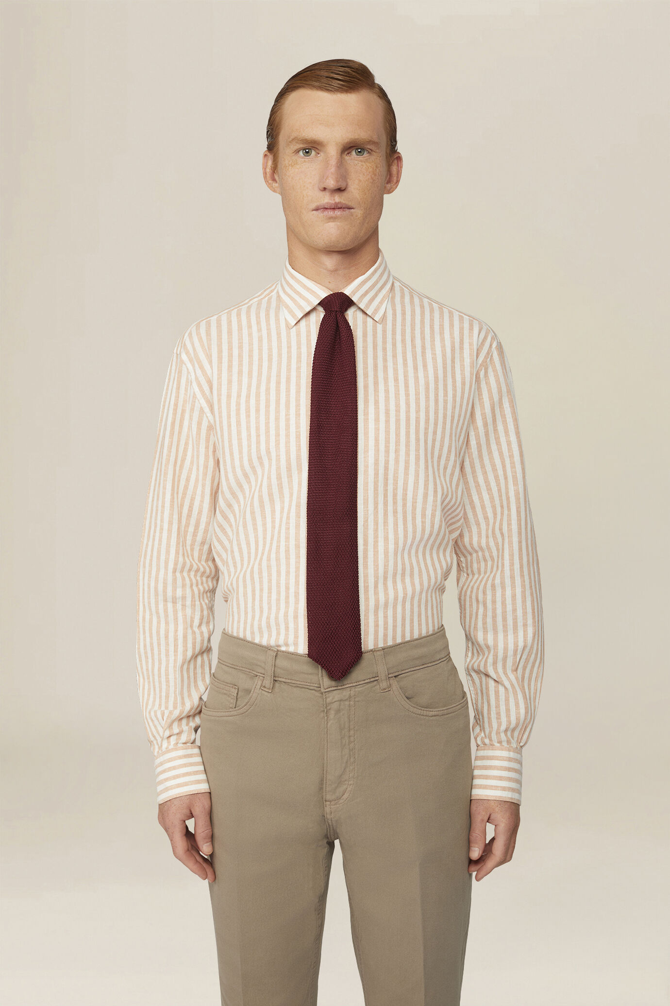 Camicia uomo misto lino cotone righe larghe image number 0