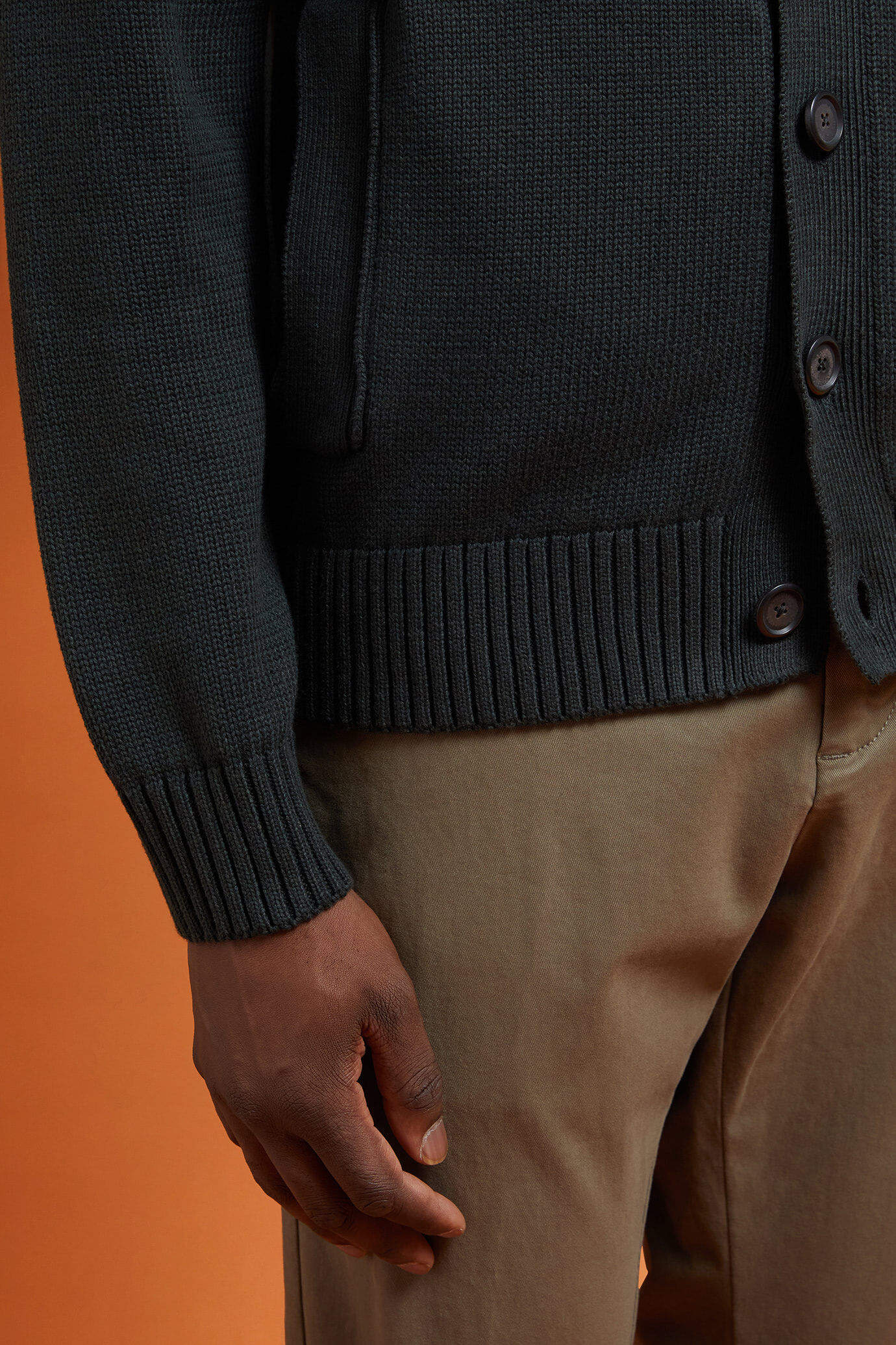 Cardigan uomo con collo alto 100% cotone regular fit image number 2