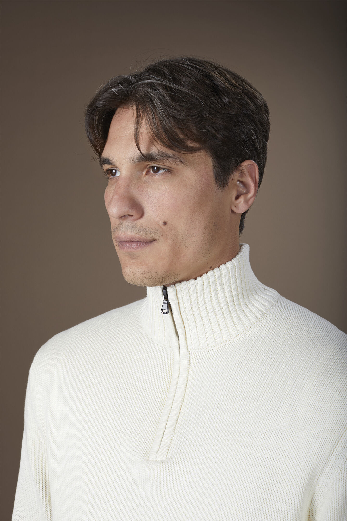 エンフォルド　HIGH-NECK RIB fit regular rib English in sweater zip neck high Men's PULLOVER BI-COLOR トップス