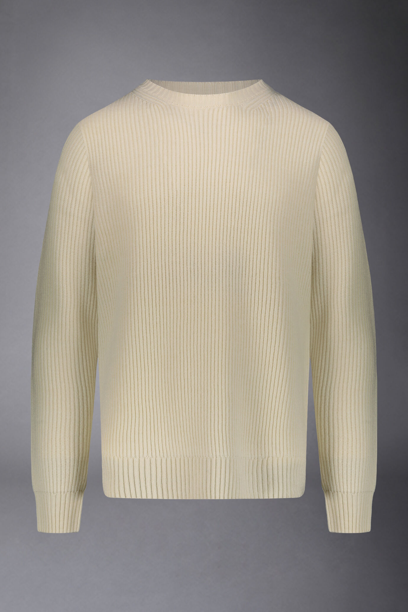 Pull à col rond en laine avec tricot côtelé, coupe régulière image number 4
