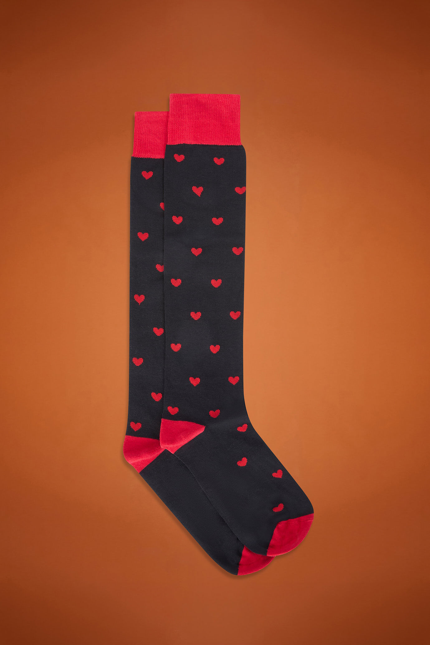 Chaussettes longues en jersey pour homme, motif cœur, fabriquées en Italie
