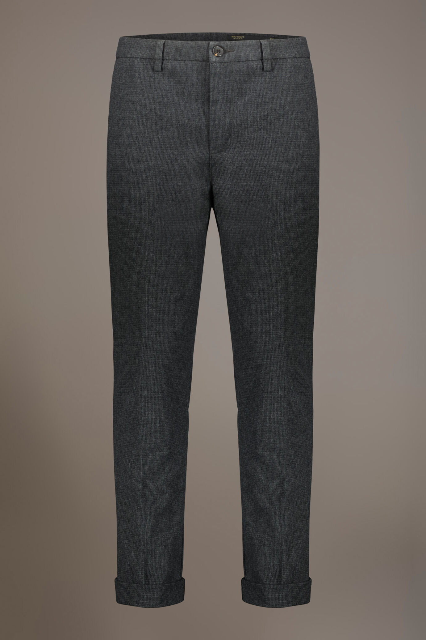 Regular fit chino trousers in pied de poule yarn-dyed fabric image number 5