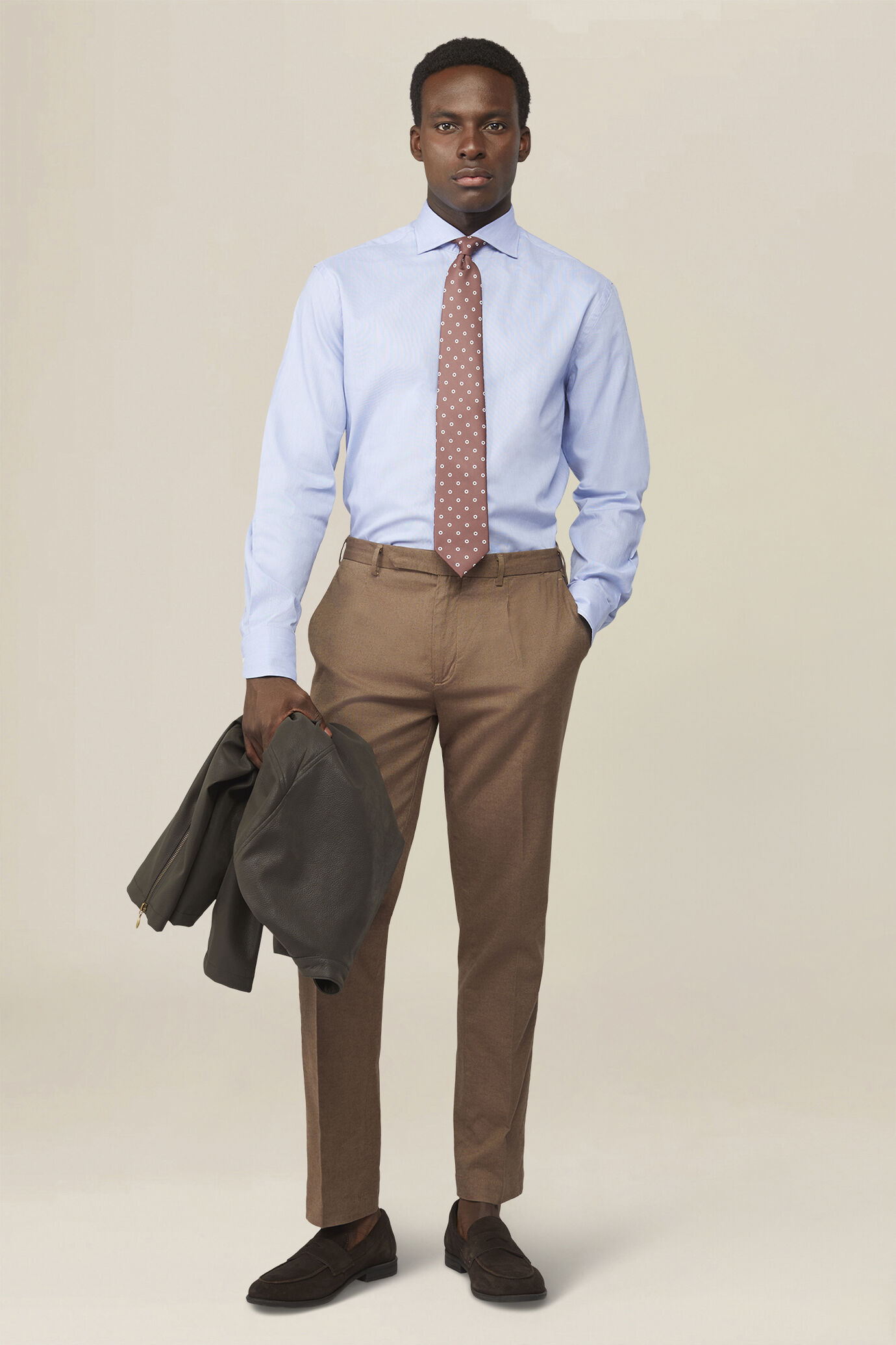 Men's 100% cotton dobby piqu&eacute; shirt image number 1