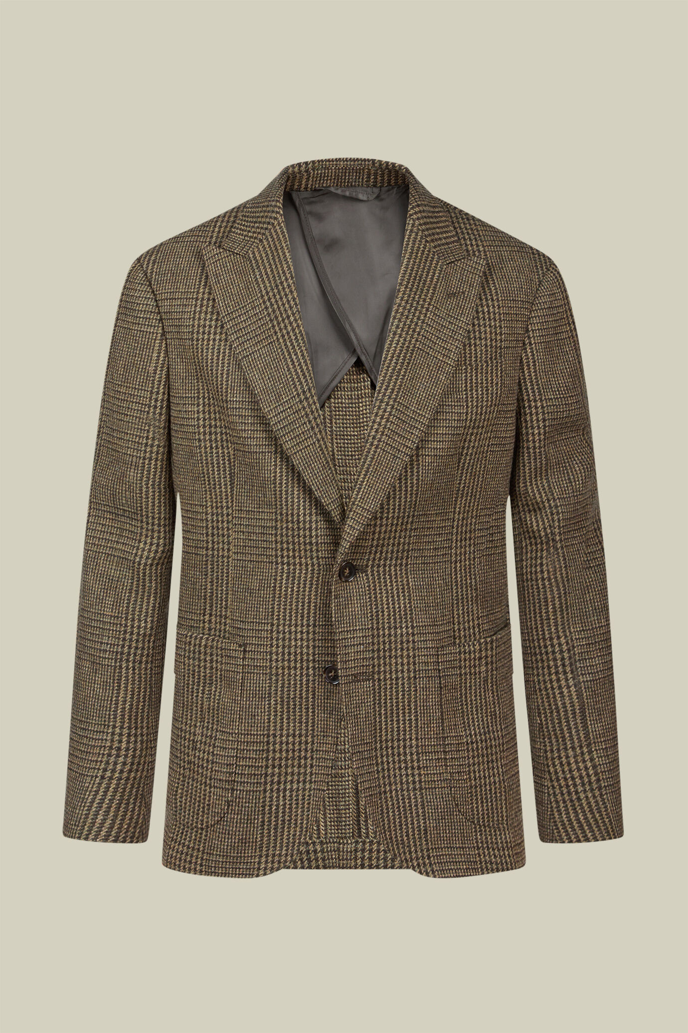 Men's regular fit single-breasted jacket in Prince of Wales check wool blend fabric with peak lapels image number 0