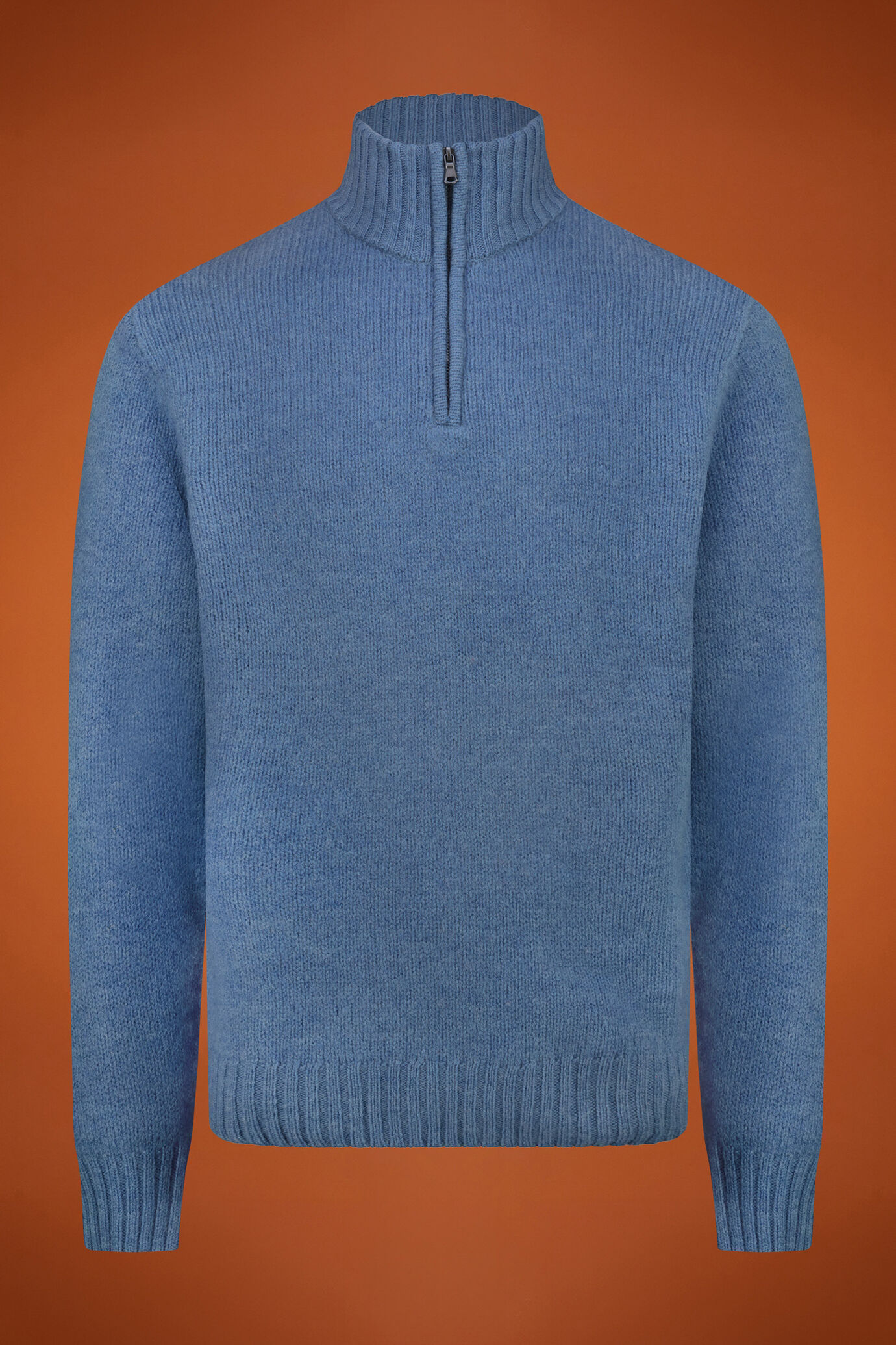 Herren-Pullover mit hohem Ausschnitt und Reißverschluss aus 100 % Wolle in normaler Passform image number 0