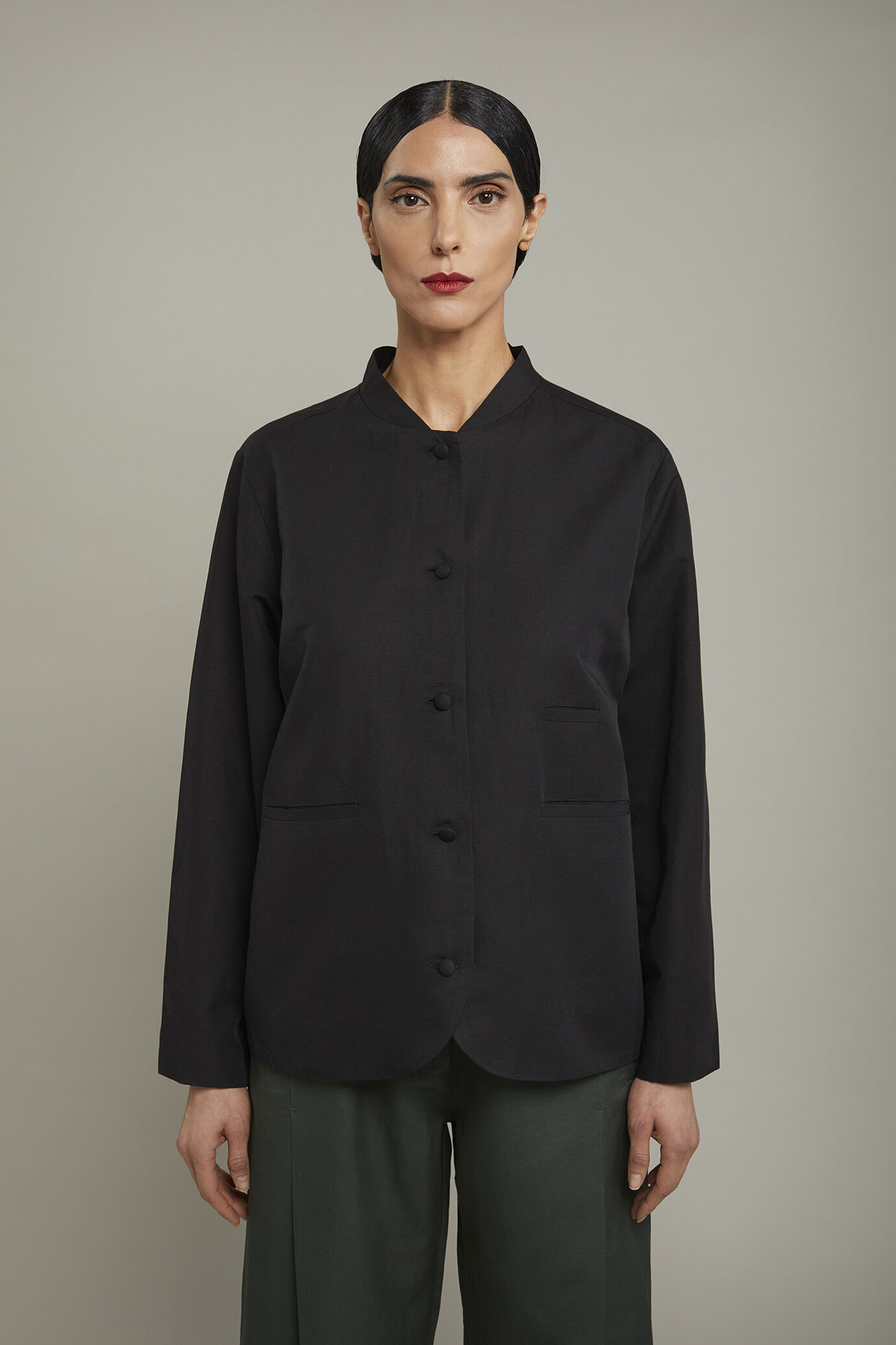 Women’s blazer with Korean collar linen and cotton blend regular fit image number 2