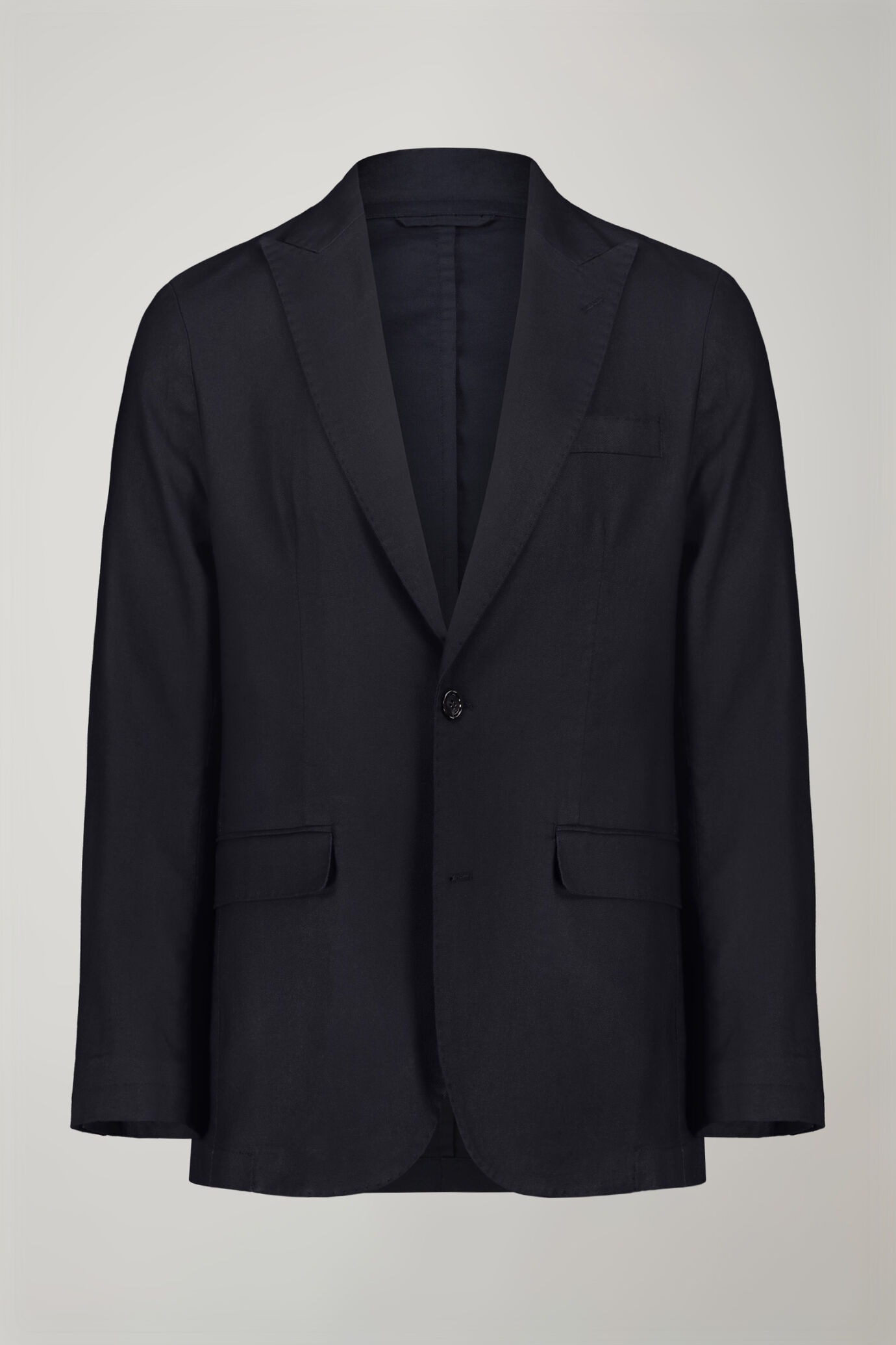 Men's single-breasted unlined linen and cotton blazer with regular fit lapels image number 4