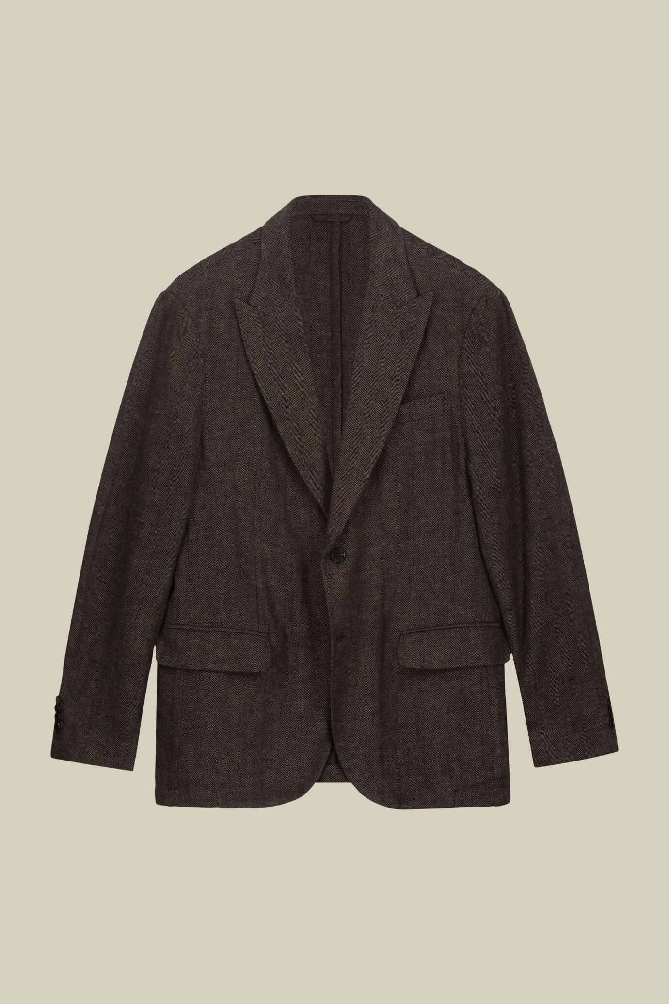Men's unlined single-breasted jacket with peak lapels and flap pockets linen and cotton blend image number 4