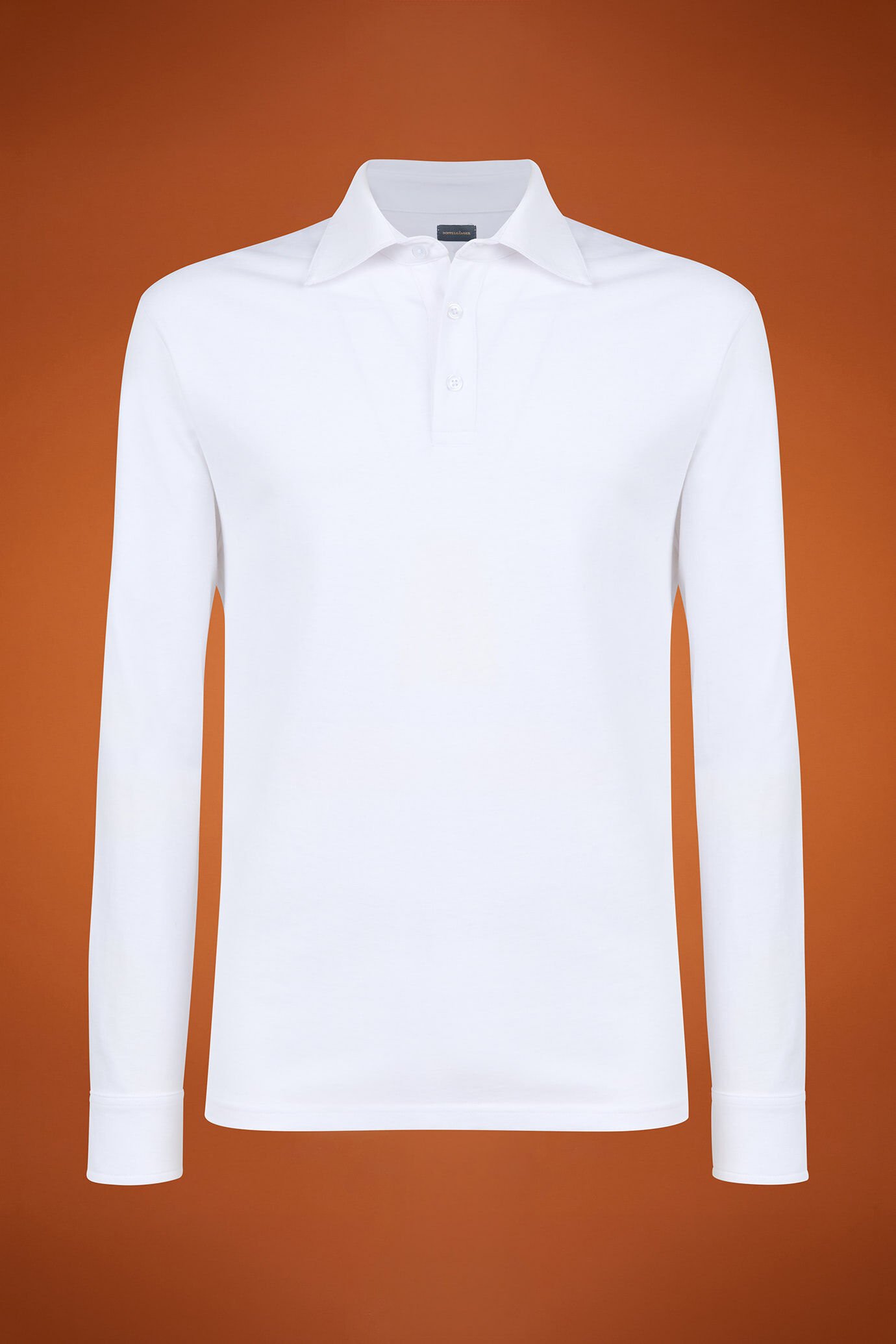 Men's long-sleeved 100% cotton polo shirt with a classic collar in a regular fit image number 4