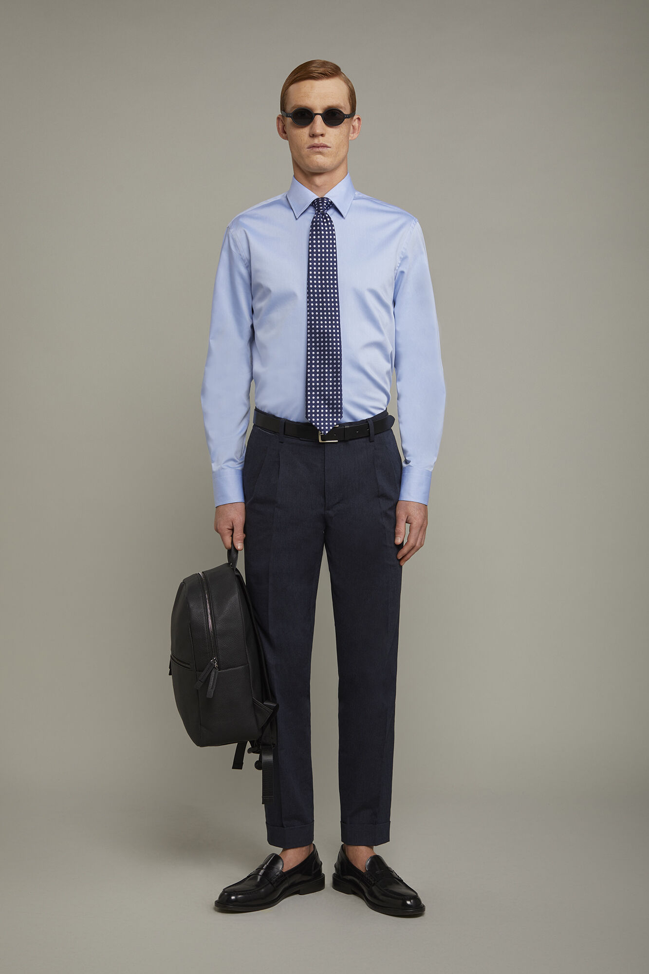 Camicia uomo collo classico 100% cotone tessuto twill tinta unita regular fit