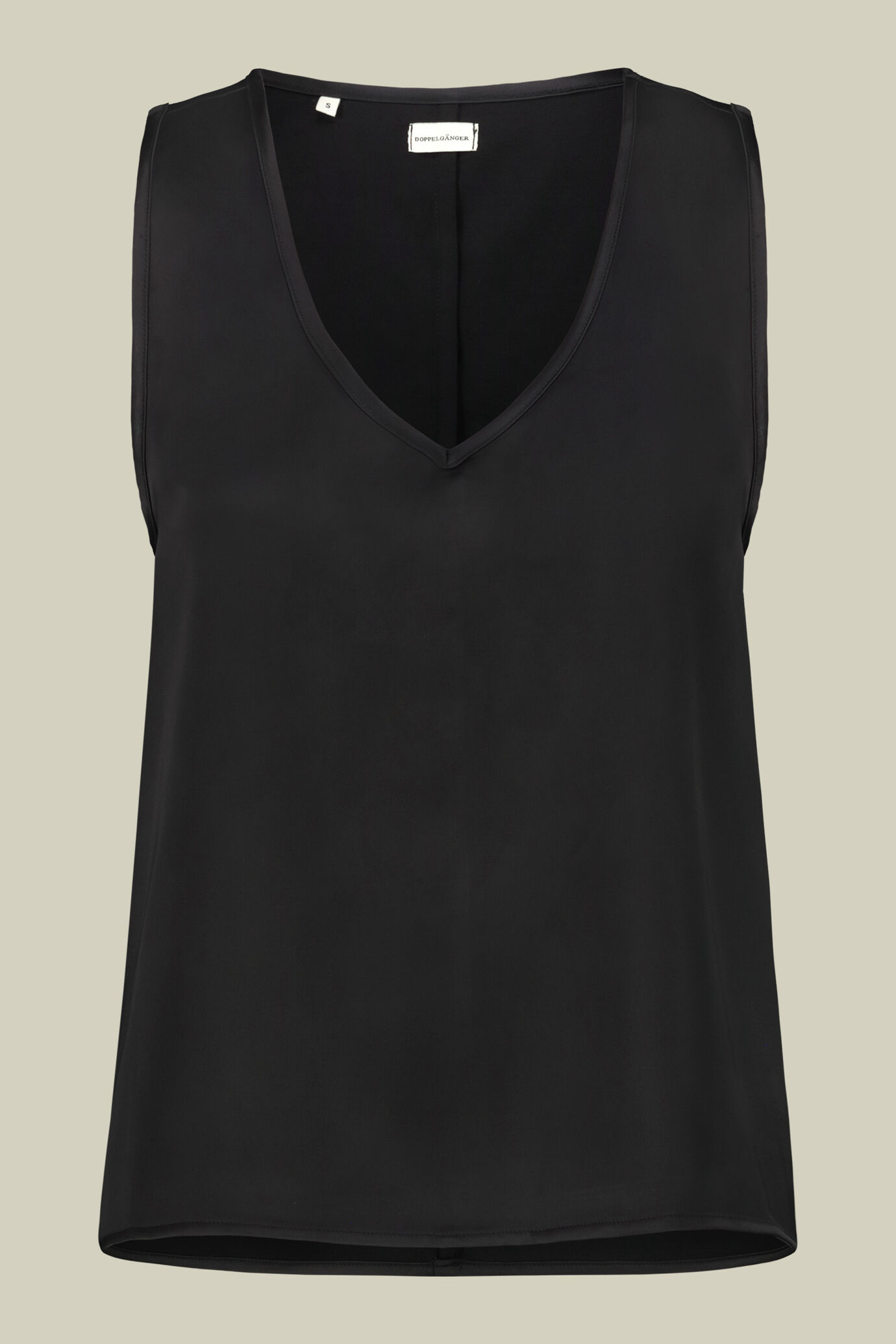 Top pour femme sans manches, col en V, en satin