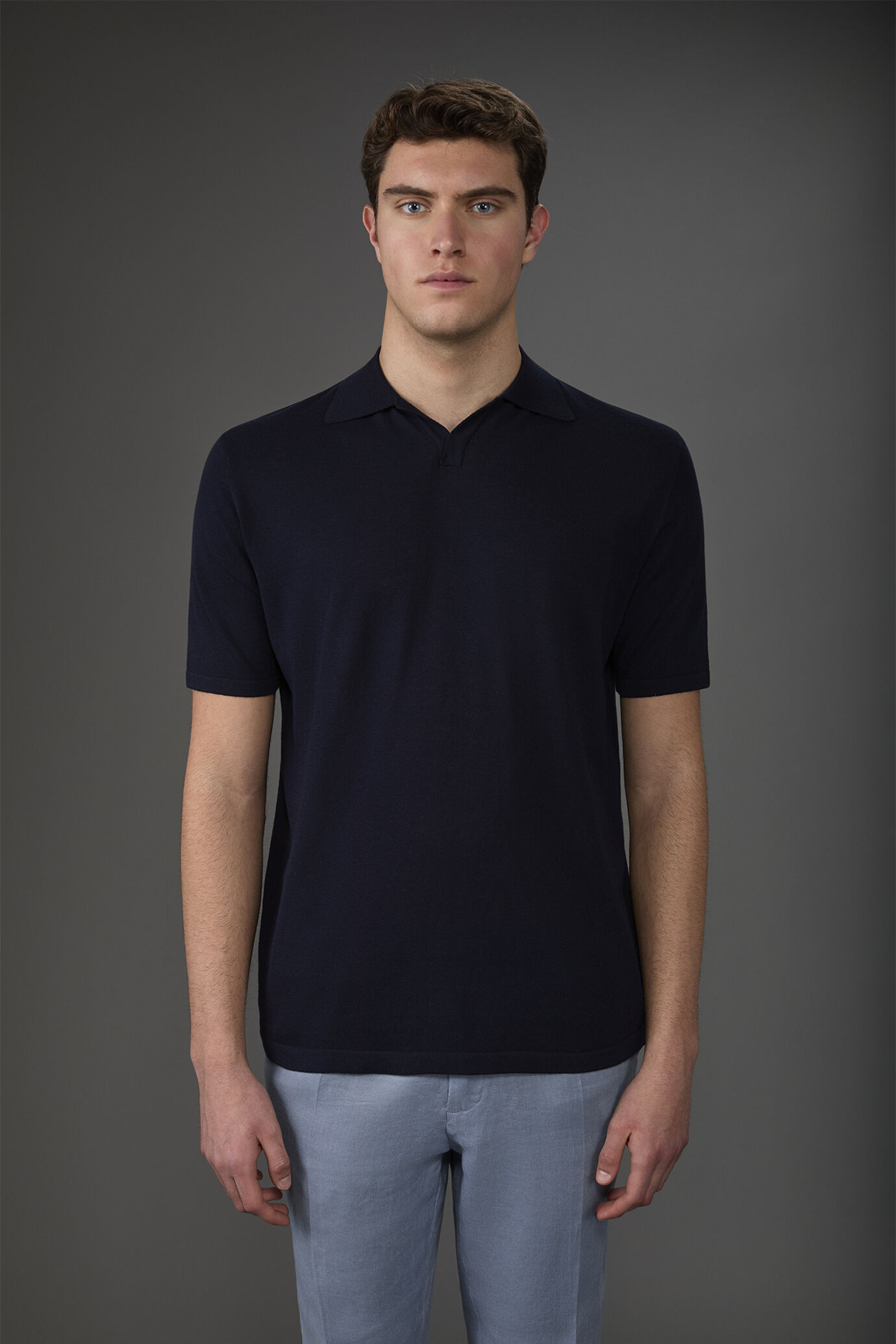 Herren-Poloshirt aus 100 % Baumwoll-Krepp mit kurzen Ärmeln und Derby-Kragen image number 1