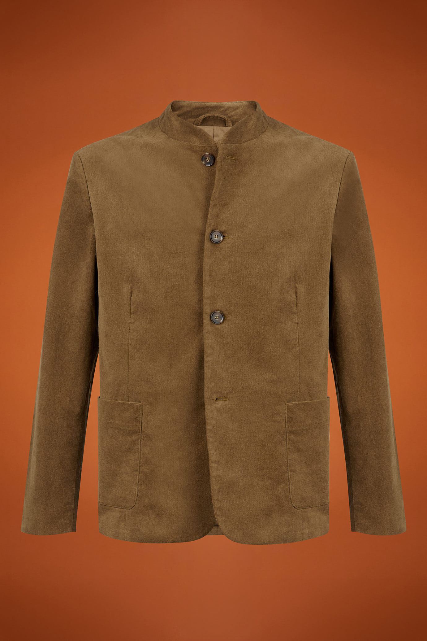 Veste homme avec col Mao en velours de coton, coupe classique image number 4