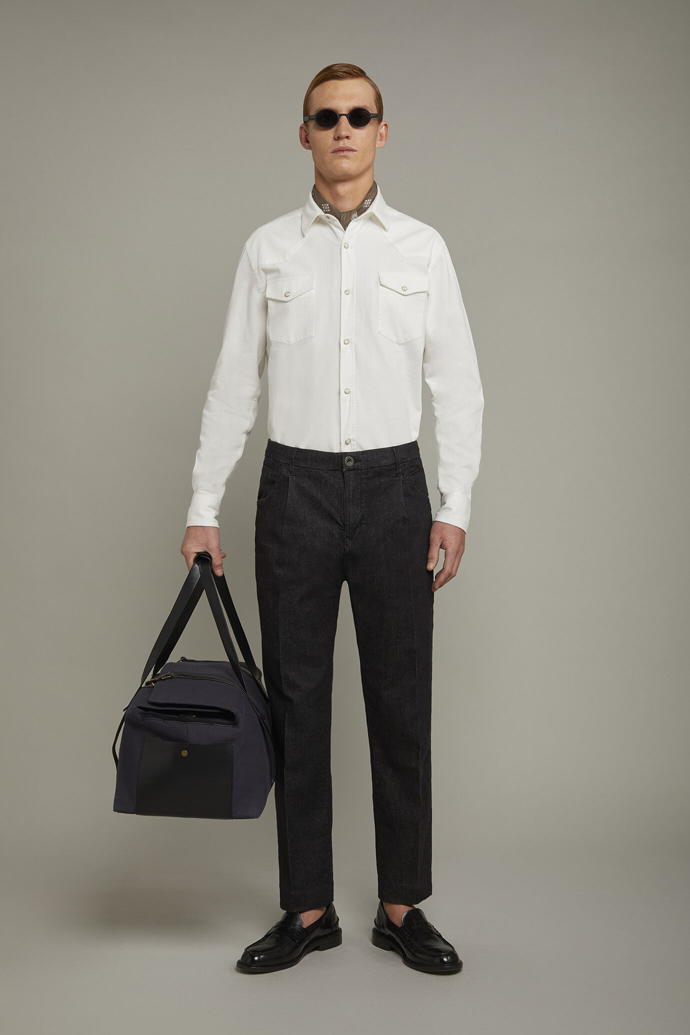 Men's trousers with small dart regular fit denim fabric