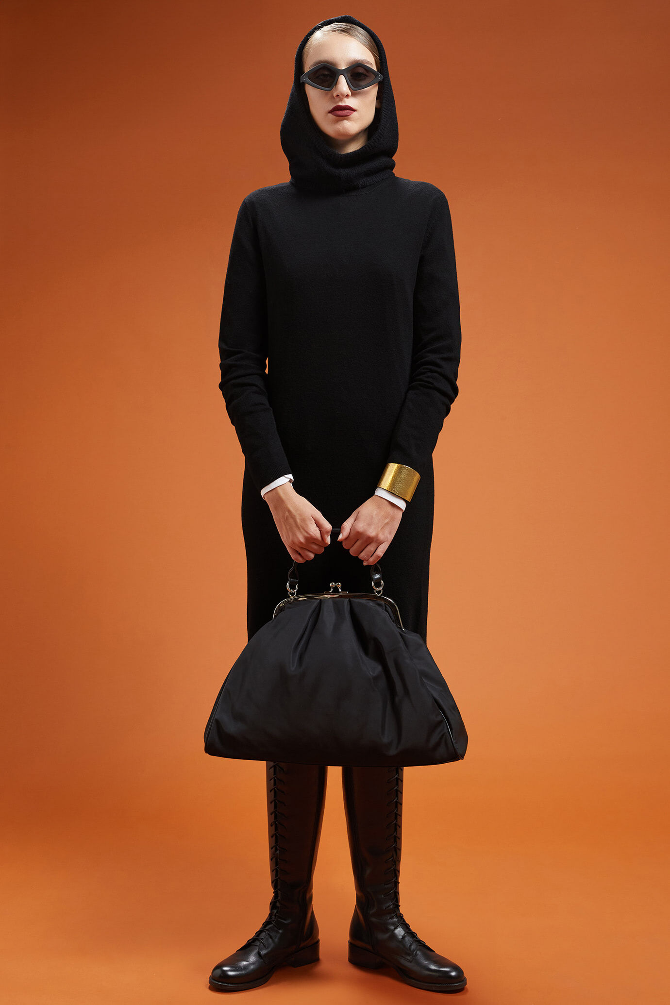 Women's regular fit crew neck knitted dress with side slits image number 1