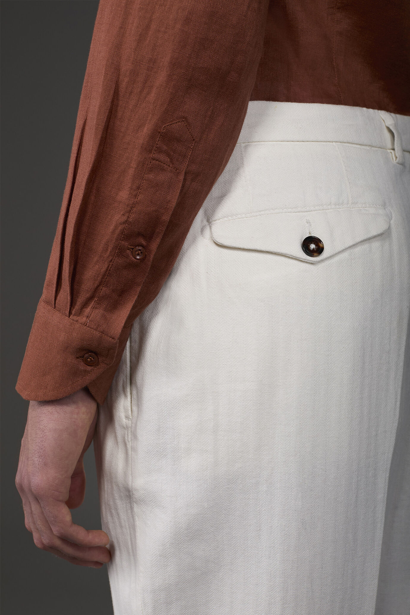 Men's casual shirt with classic collar, 100% linen image number 3
