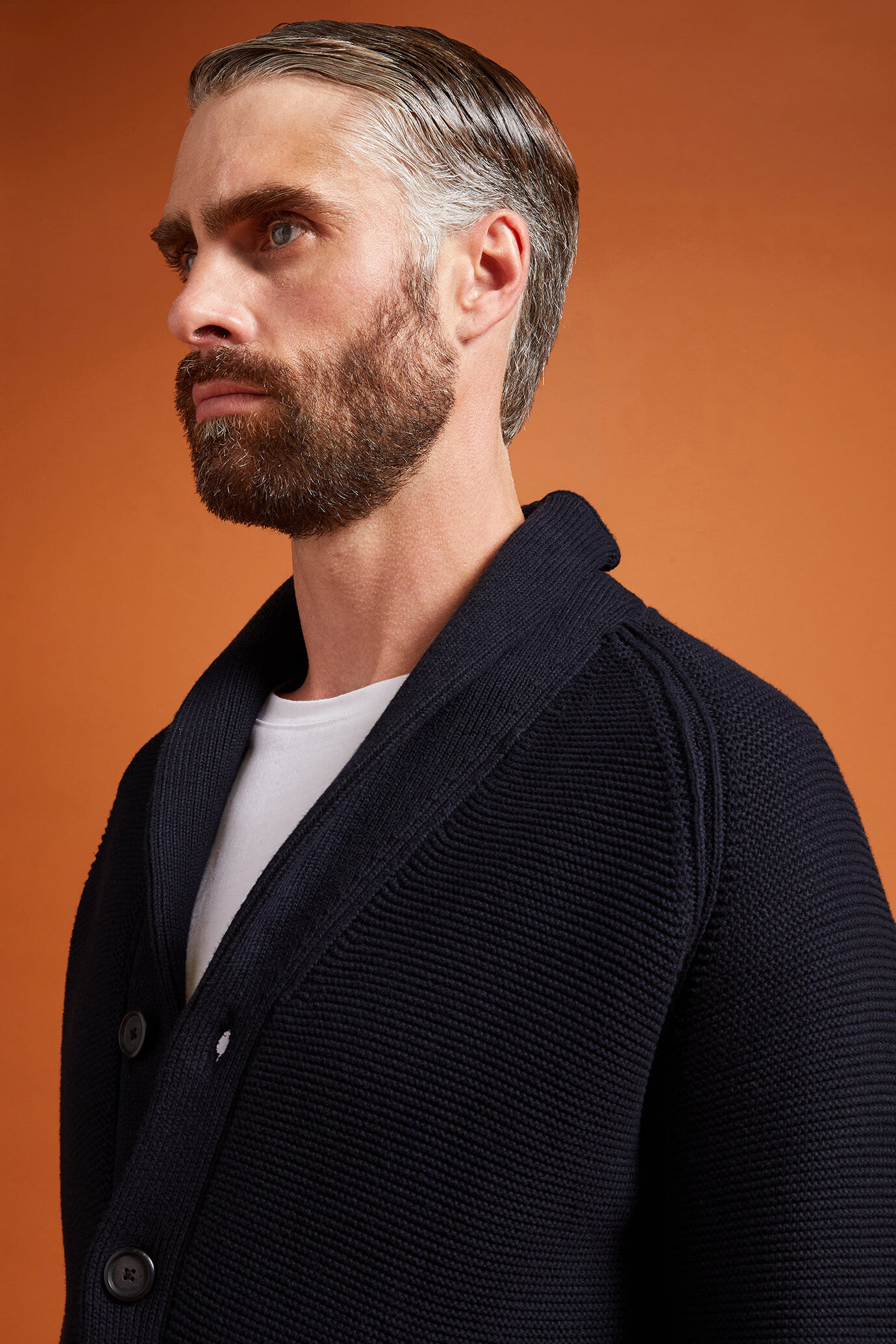 Herren-Strickjacke mit Schalkragen aus 100 % Baumwolle in normaler Passform image number 3