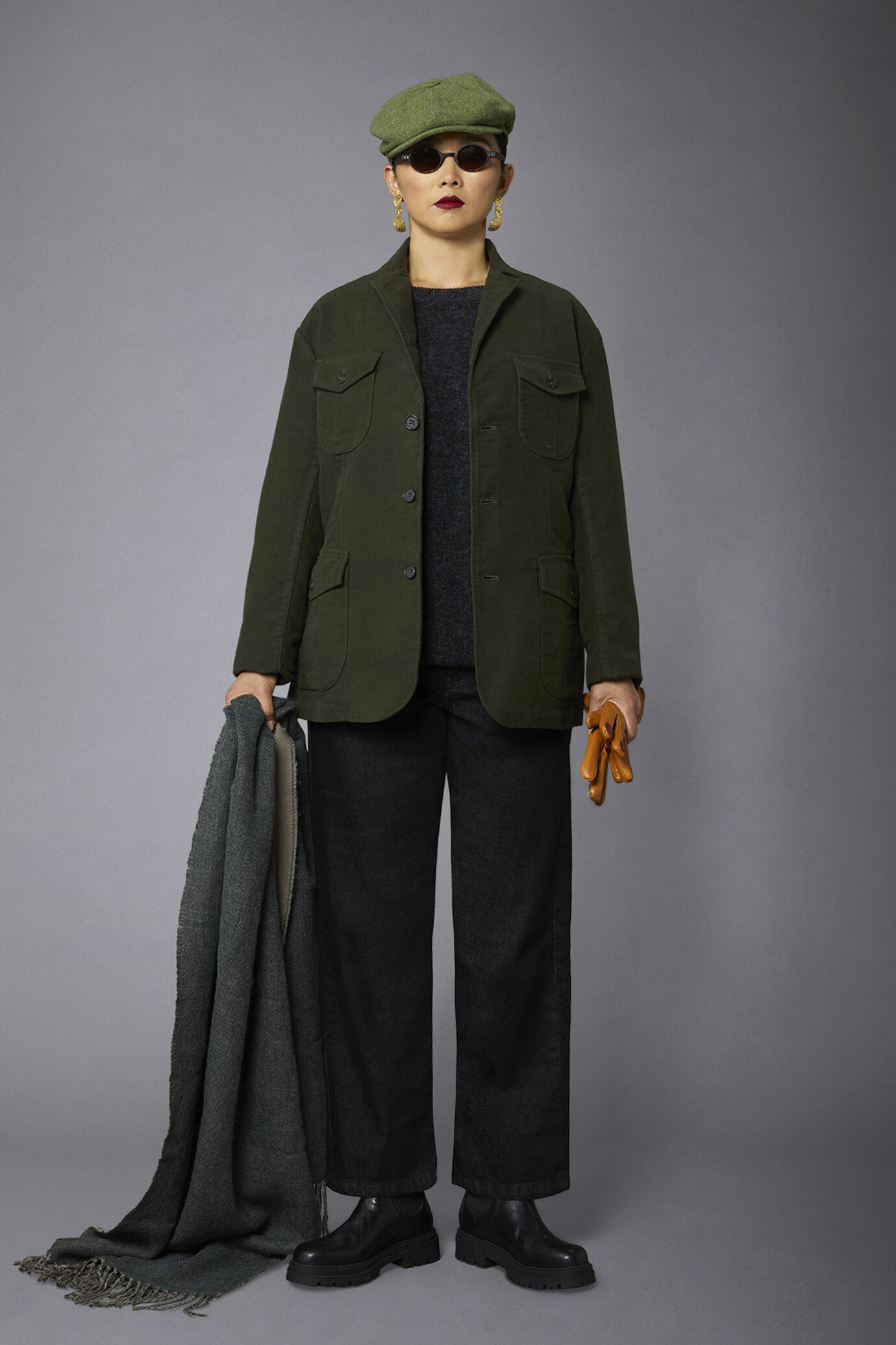 Genderless field jacket in plain moleskin regular fit image number 1