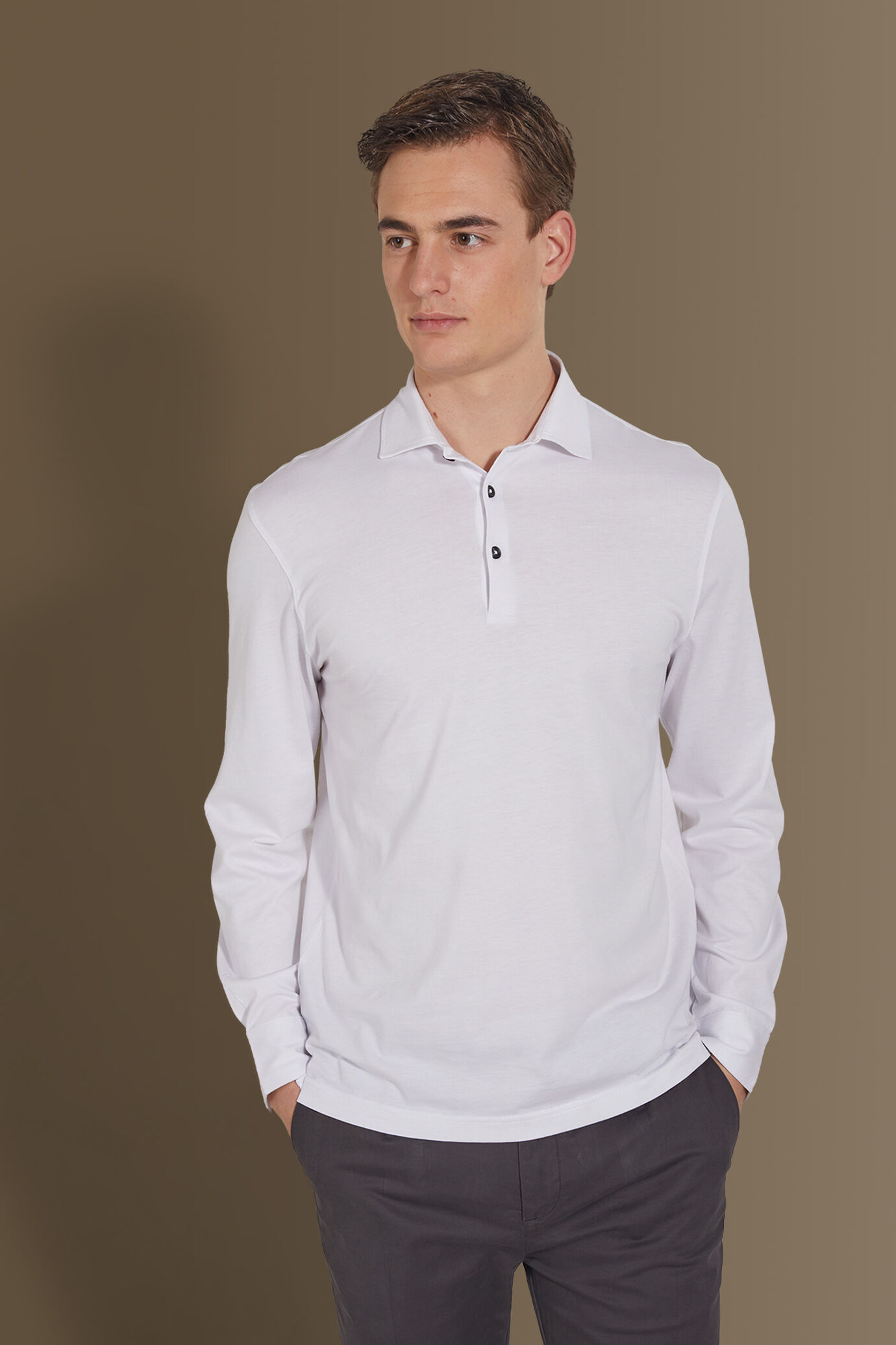 Long sleeves polo 100% pure supima cotton image number 0
