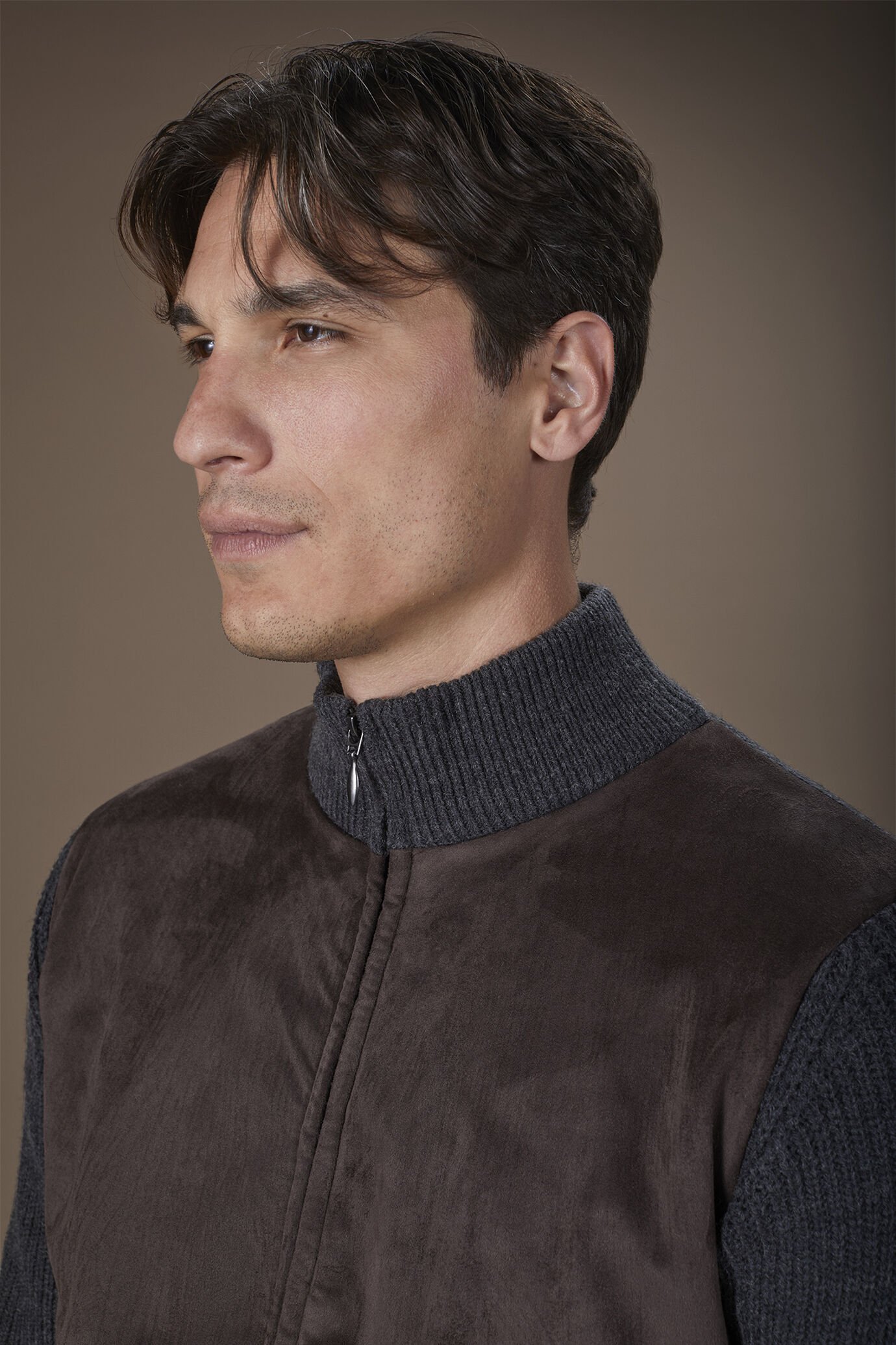 Herrenjacke aus Wollmischstrick mit Rippbündchen reguläre Passform image number 2