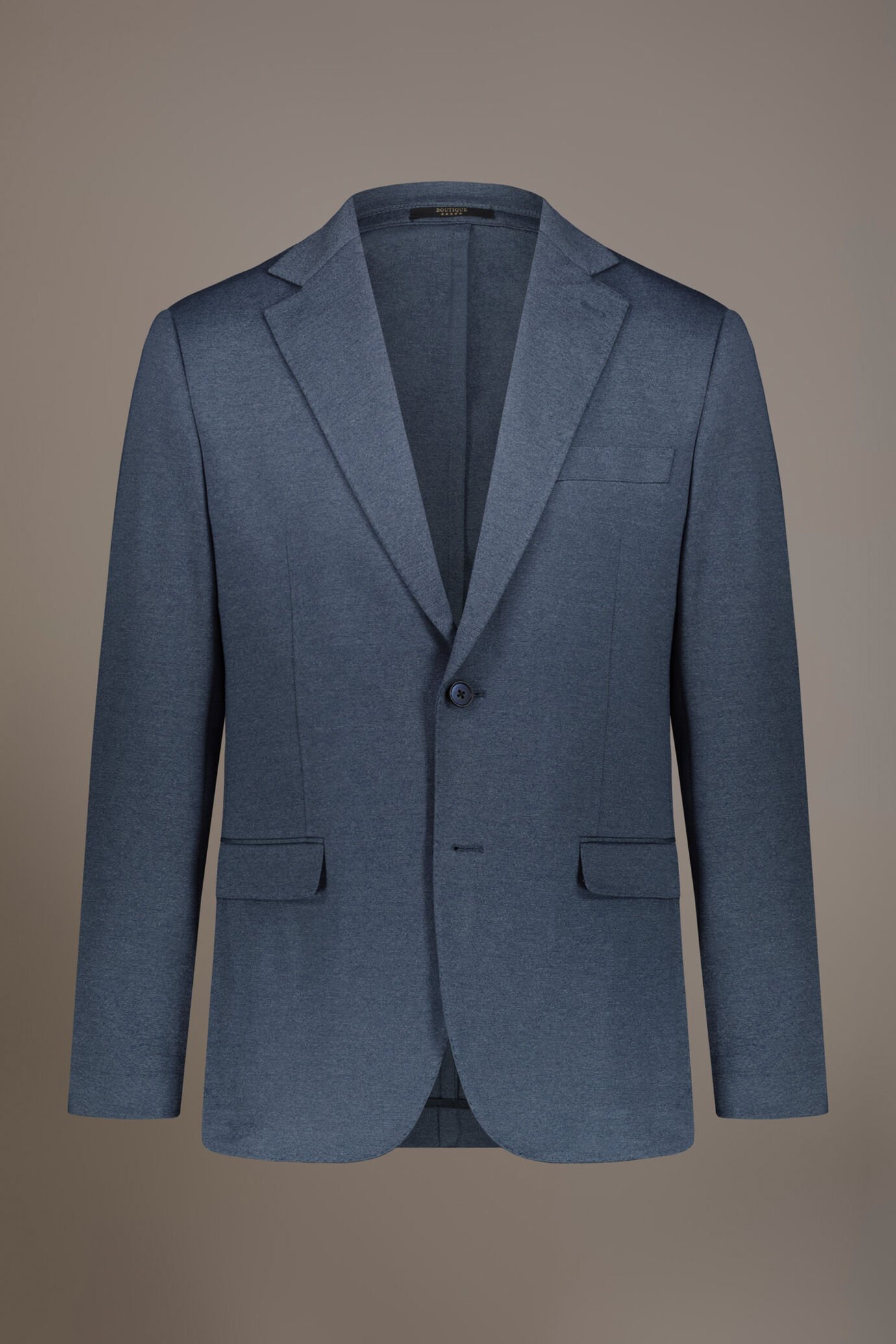 Regular fit single-breasted suit in solid colour jersey fabric image number 5
