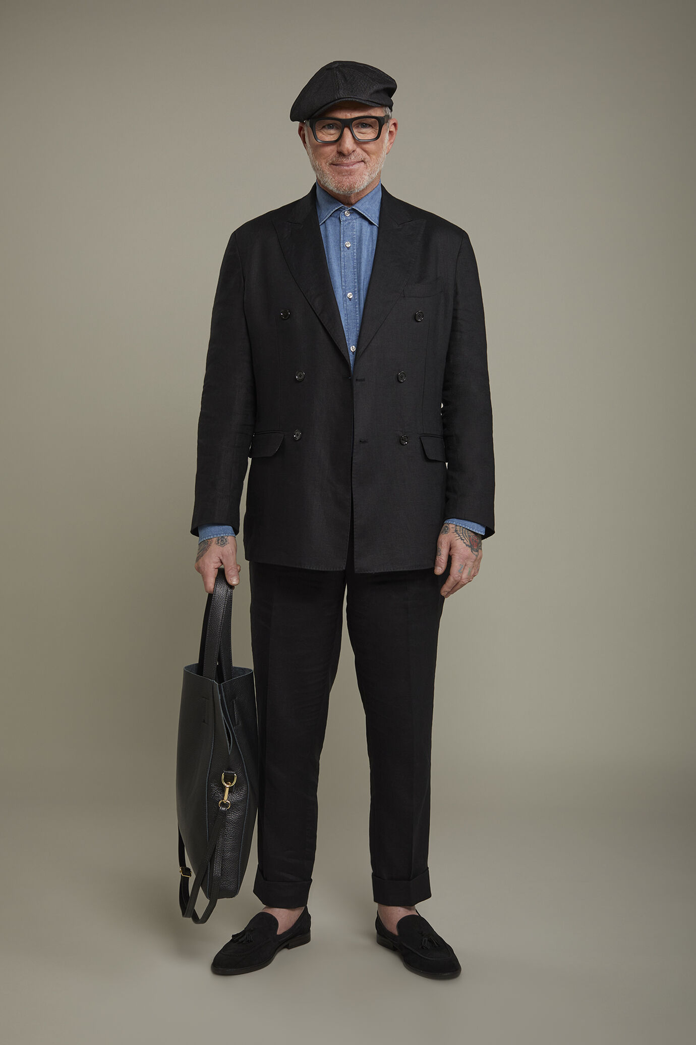 Abito uomo doppiopetto 100% lino regular fit image number 0