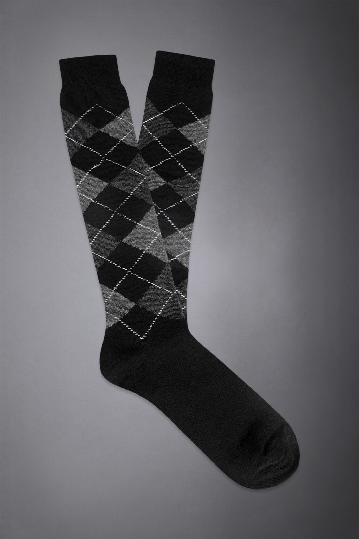 Long diamond patterned knit sock made in italy
