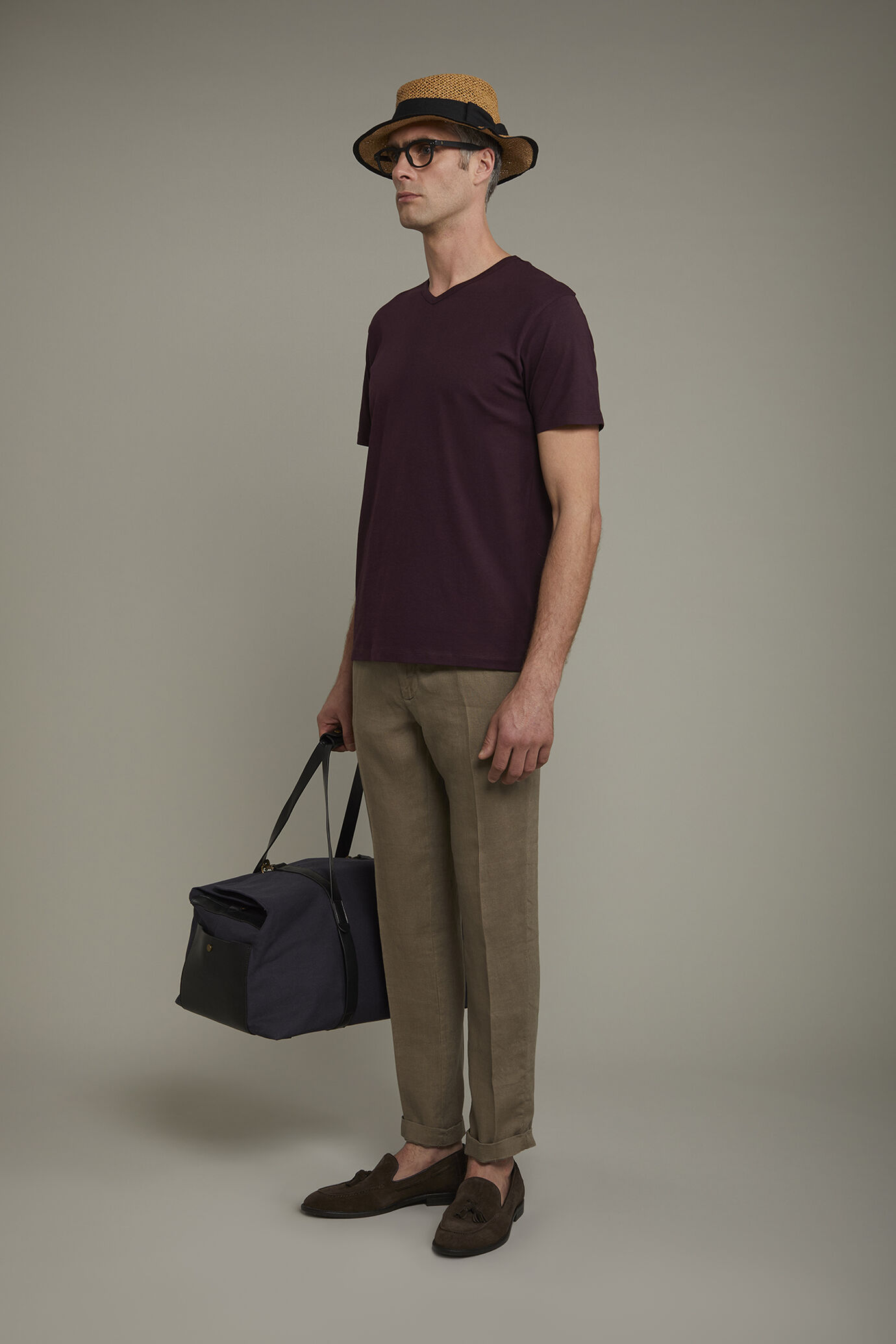 Pantalone chino 100% lino regular fit image number 1