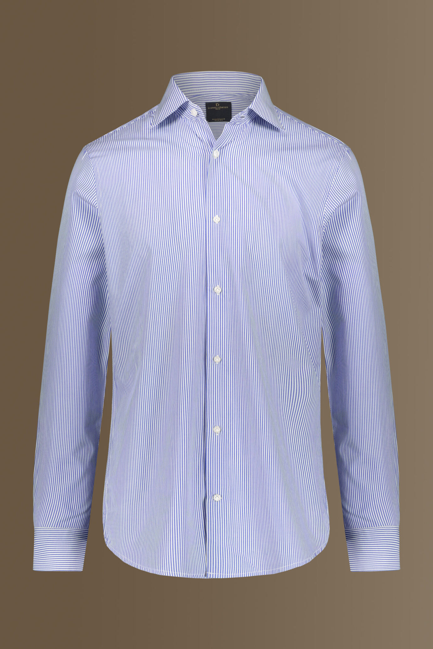 Camicia classica collo francese tinto filo a righe uomo image number 3