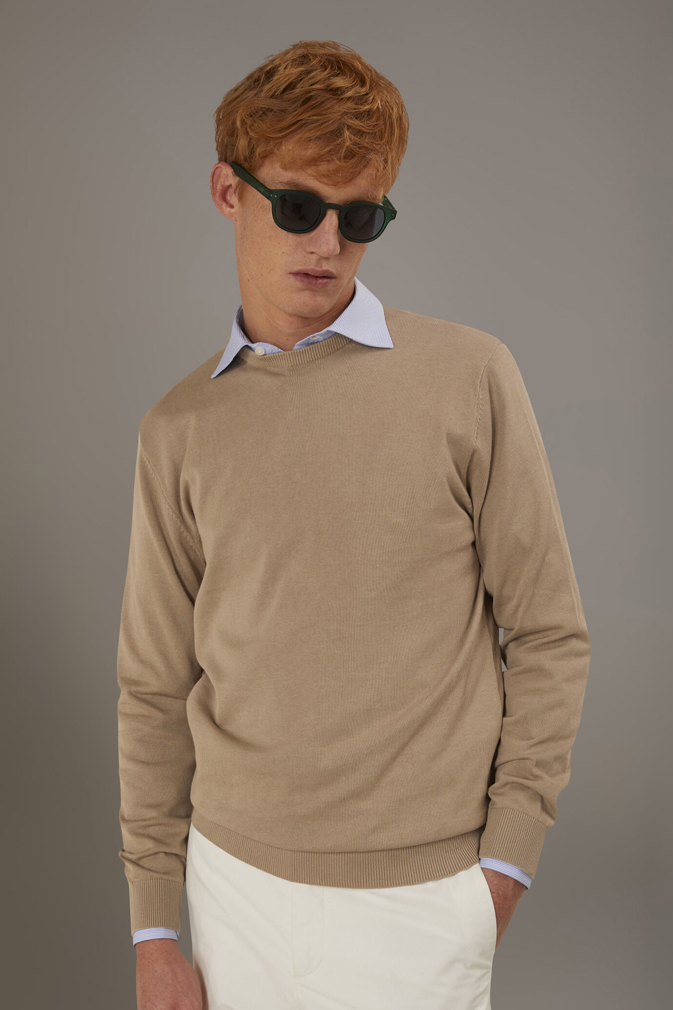 Maglia giro collo uomo 100% cotone image number 0