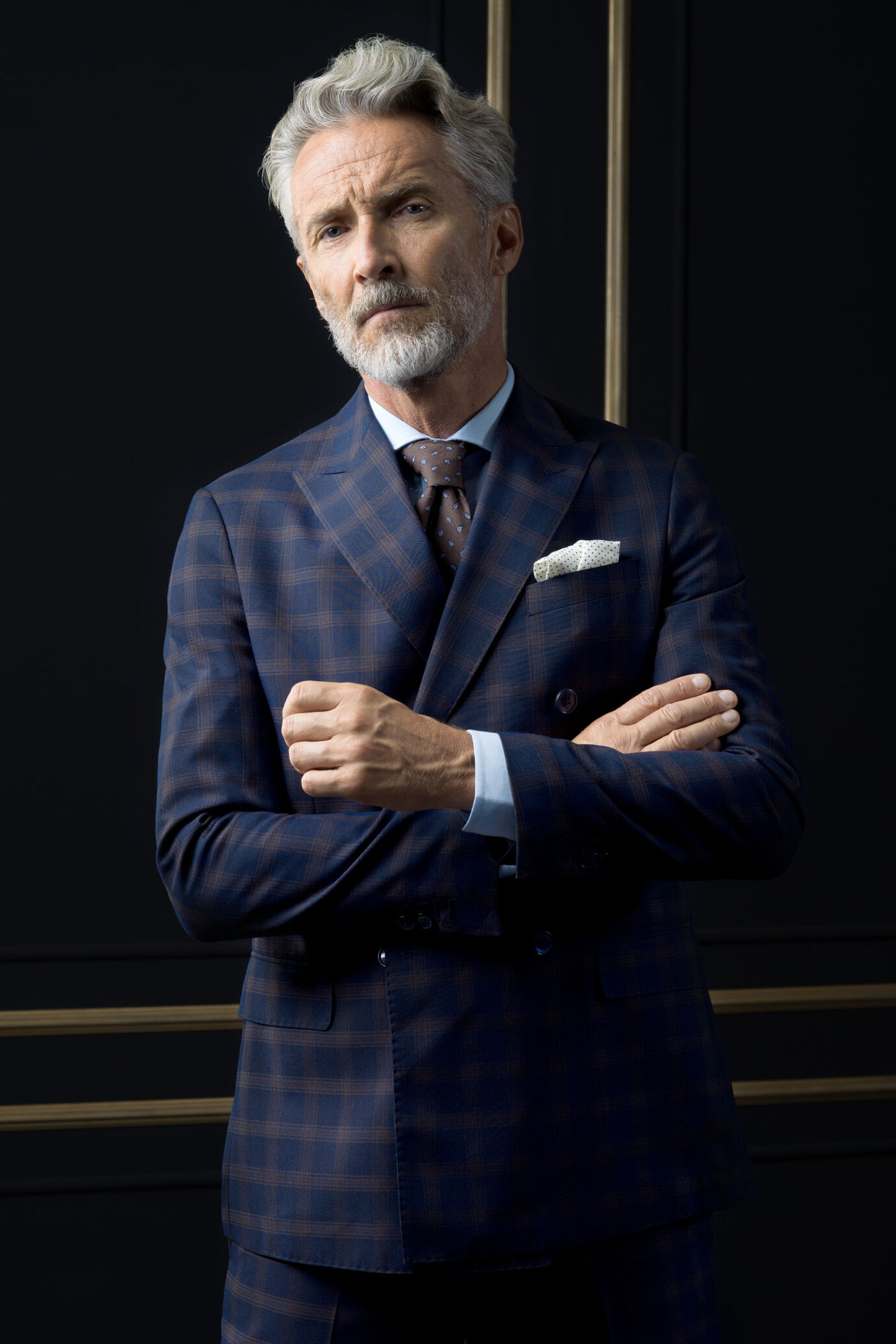 Double breasted suit with peak lapel image number 1