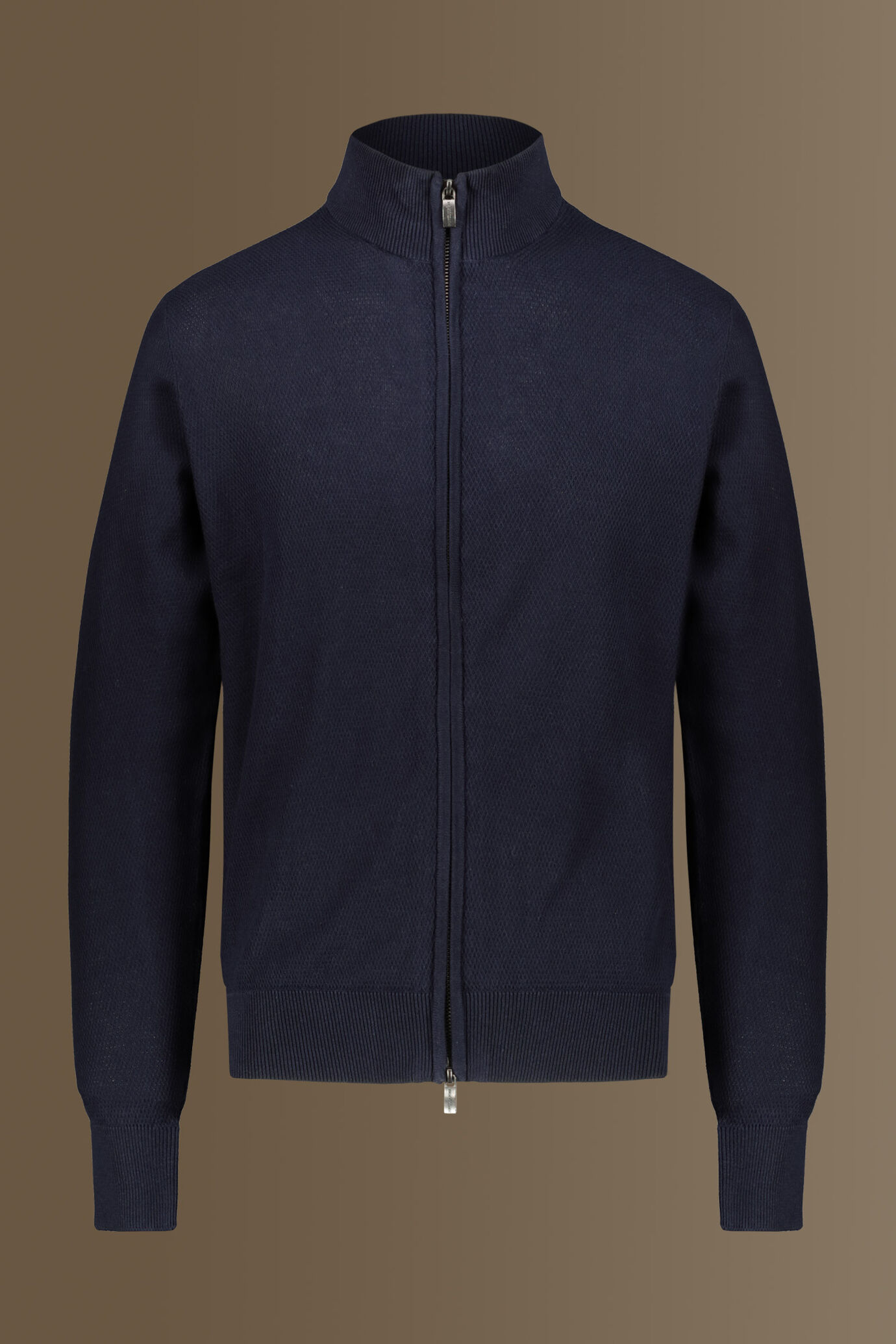 Cardigan with high collar seed stitch knitting image number 3