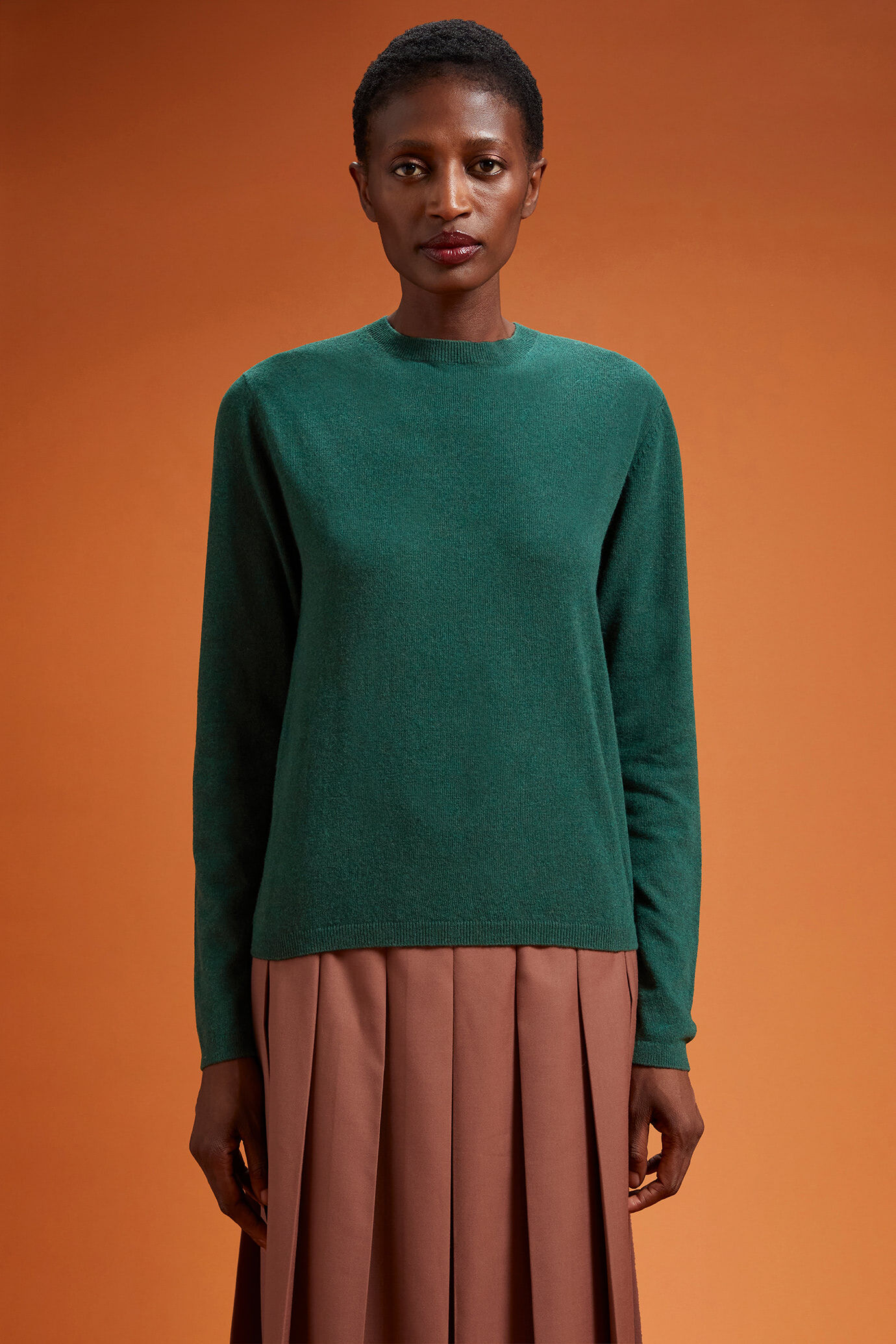 Women's regular fit crew neck jumper in a blend of wool and cashmere image number 0