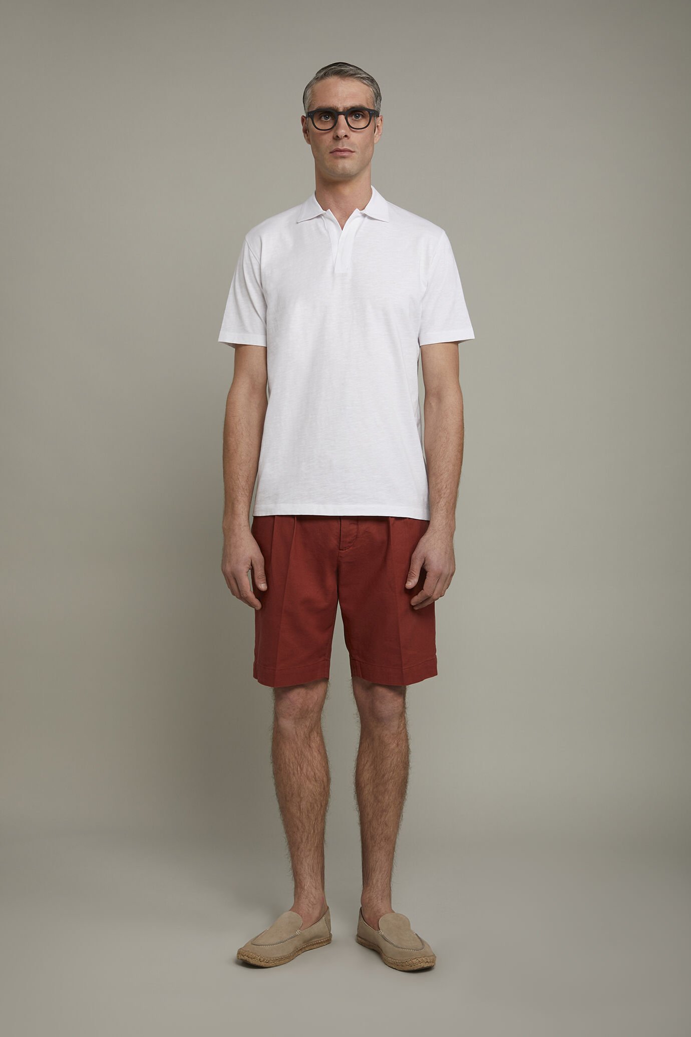 Bermudashorts für Herren mit doppeltem Abnäher und Kordelzug in der Taille aus Canvas-Leinen-Mischgewebe image number 2