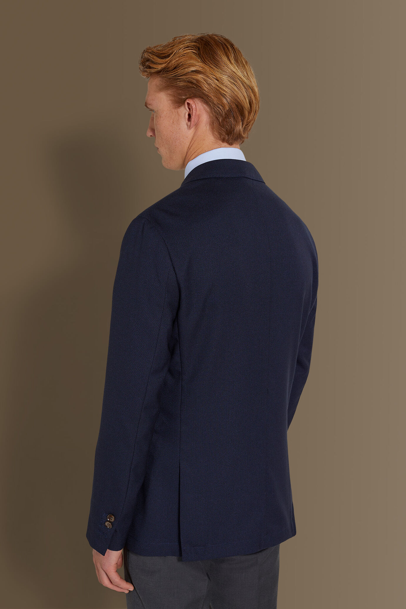 Single breasted dobby fabric jacket solid colour image number 3