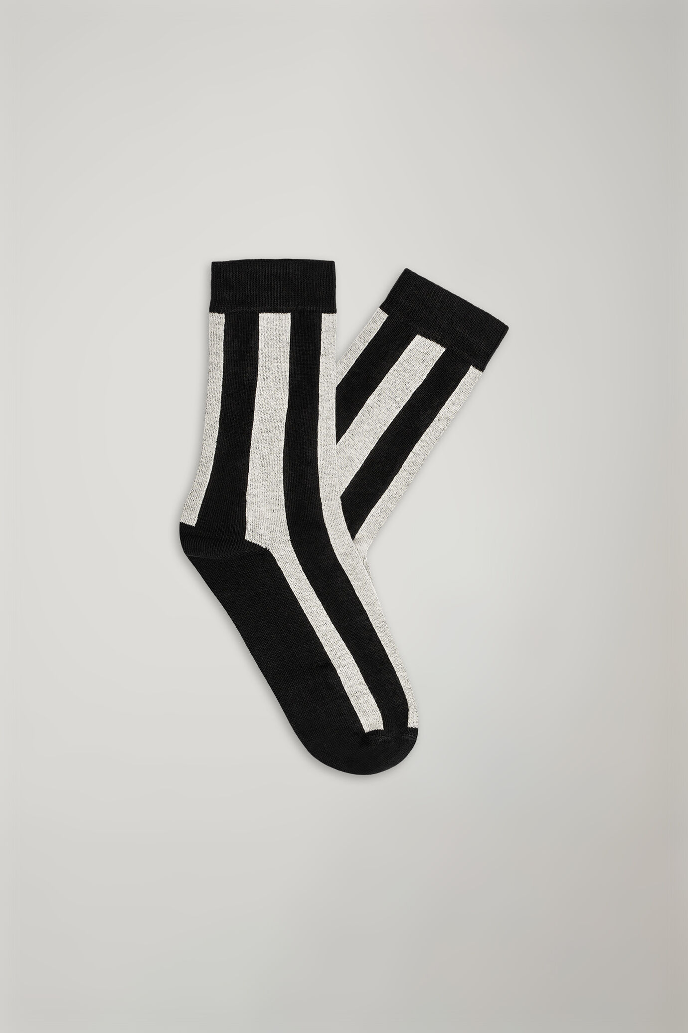 Women's cotton blended boot socks bicolour vertical stripped knitting made in italy image number 0
