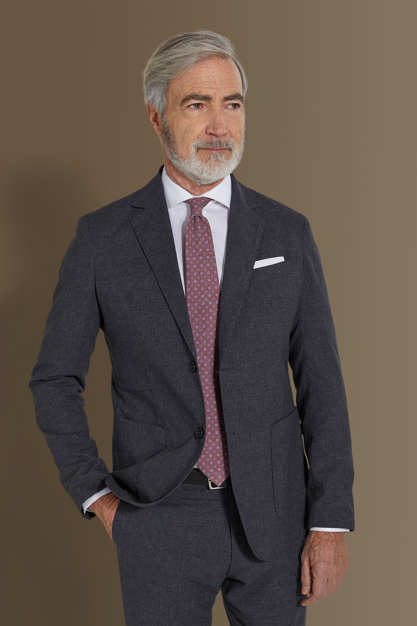 Single breasted suit flat trousers 100% linen made in italy image number 1